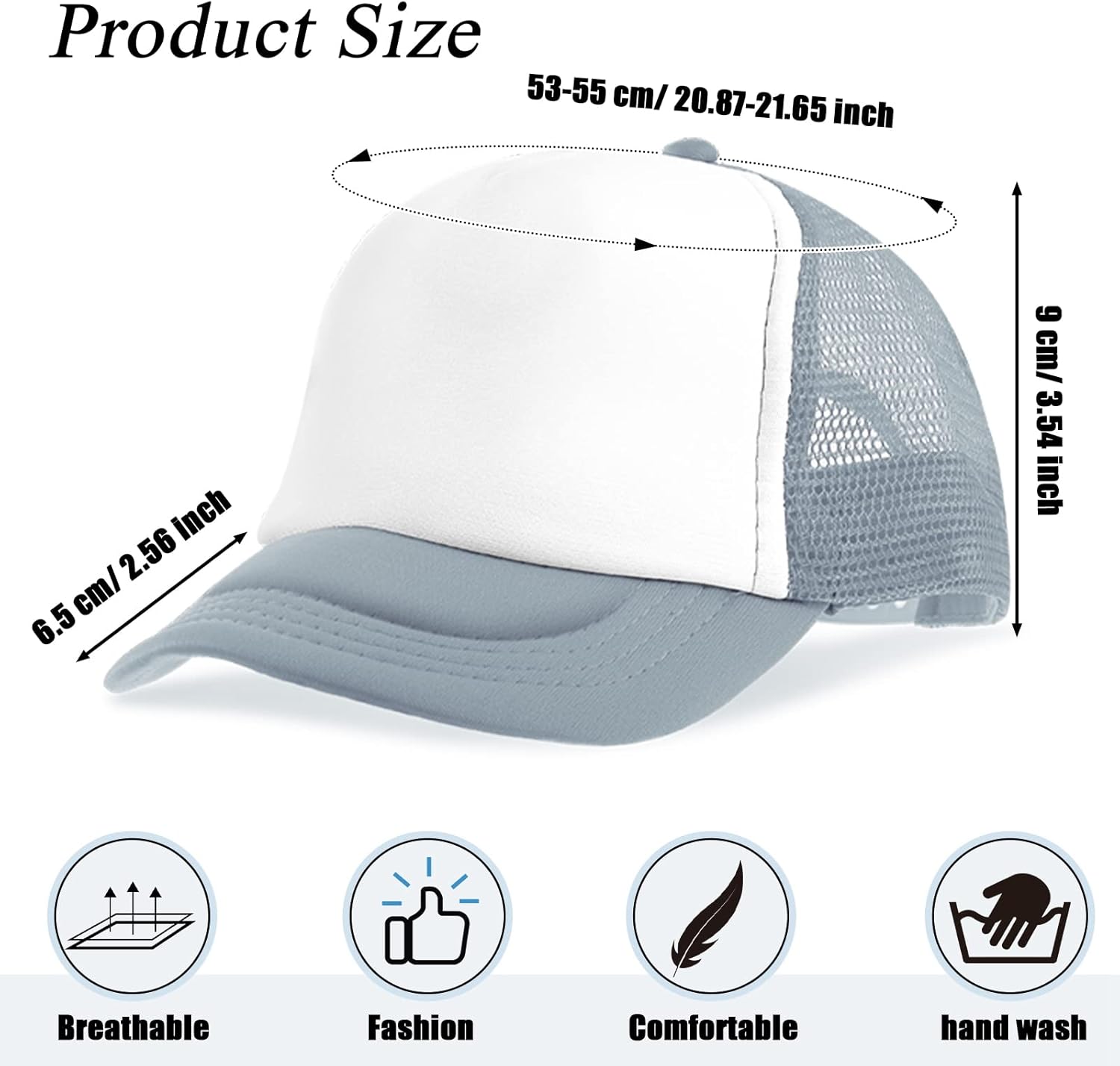 Miniatura 2 de Handepo 24 gorras de camionero para niños, gorra de malla de poliéster de verano, ajustable, sublimación, en blanco, gorras de béisbol para