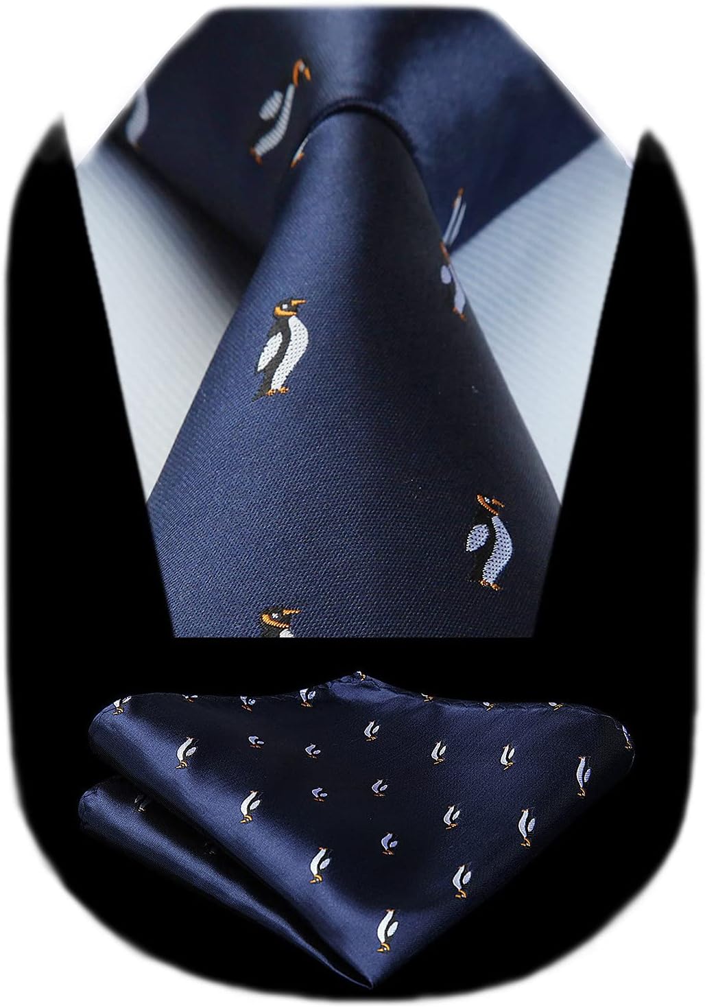 Ties for Men Classic Animal Tie and Pocket Square Set Jacquard Woven Silk Neckties Handkerchief Wedding Party