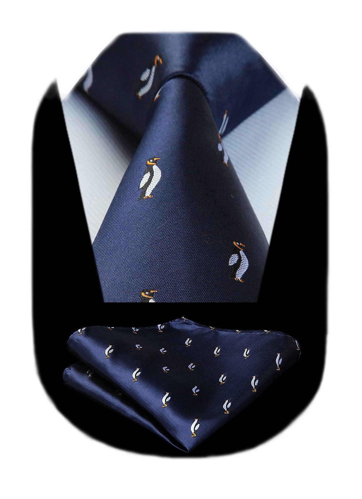 Ties for Men Classic Animal Tie and Pocket Square Set Jacquard Woven Silk Neckties Handkerchief Wedding Party