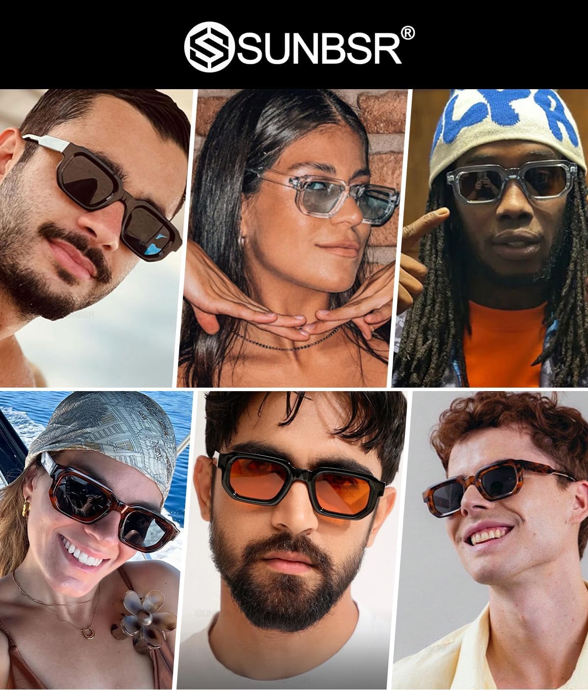 Retro Rectangle Sunglasses for Men Women Trendy Small Square Thick Frame Sun Glasses 90s Vintage Shades - Image 3