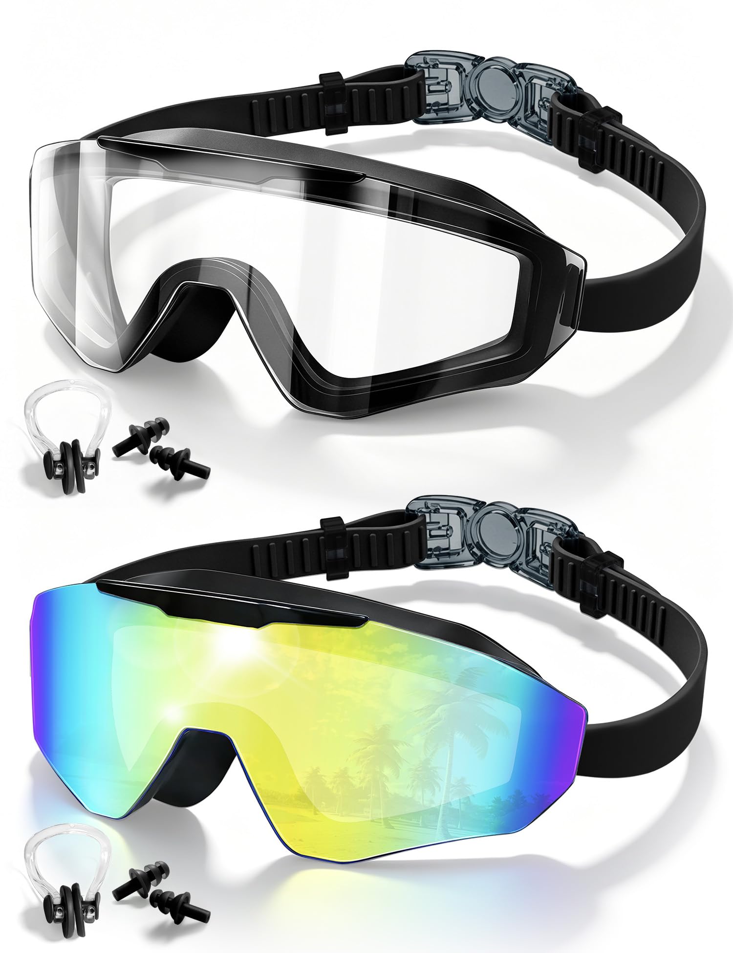 Swim Goggles for Kids 6-16,2 Pack Childrens Goggles Swimming Anti-Fog Lens