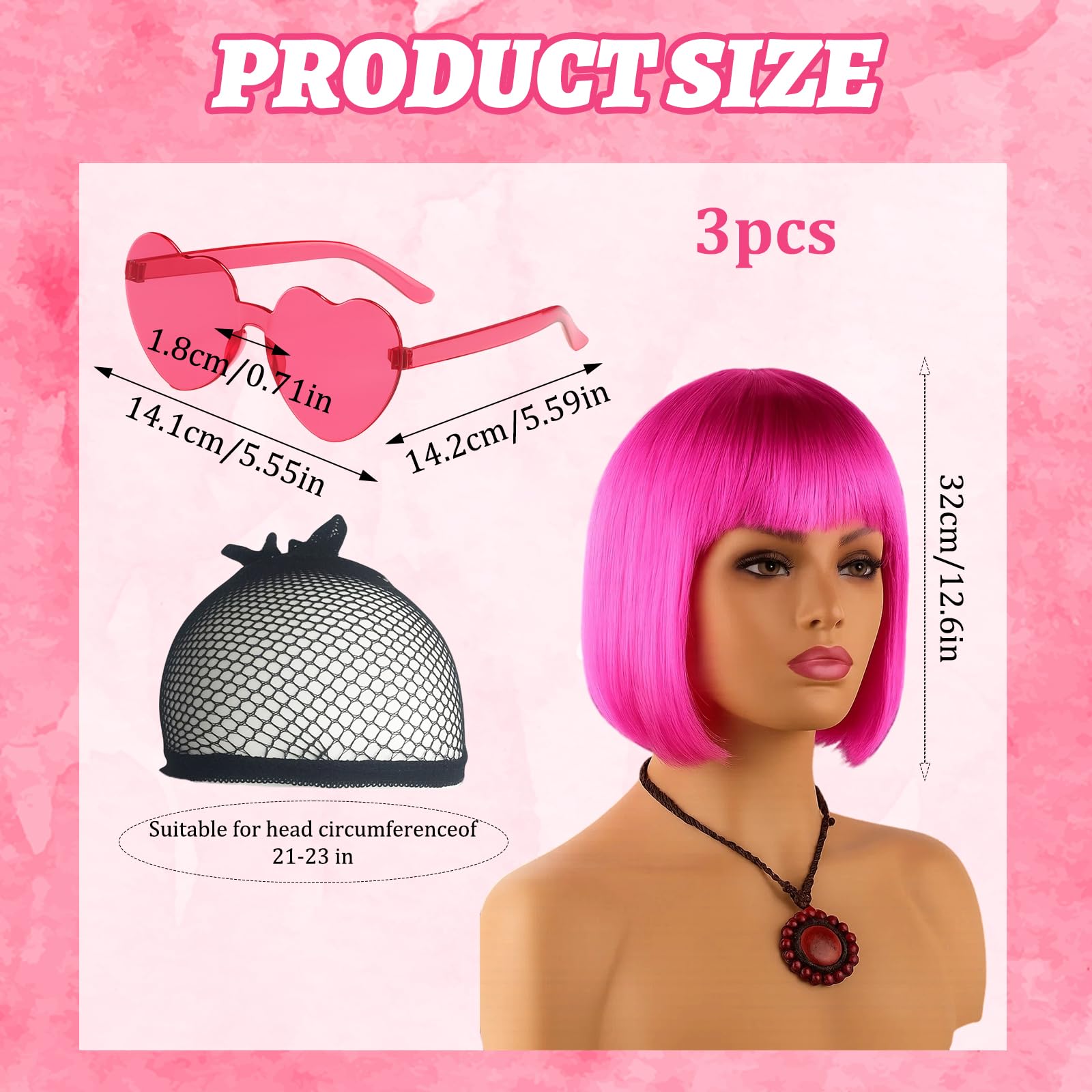3Pcs Set Party Wigs and Sunglass Set, Party Wigs - Image 2