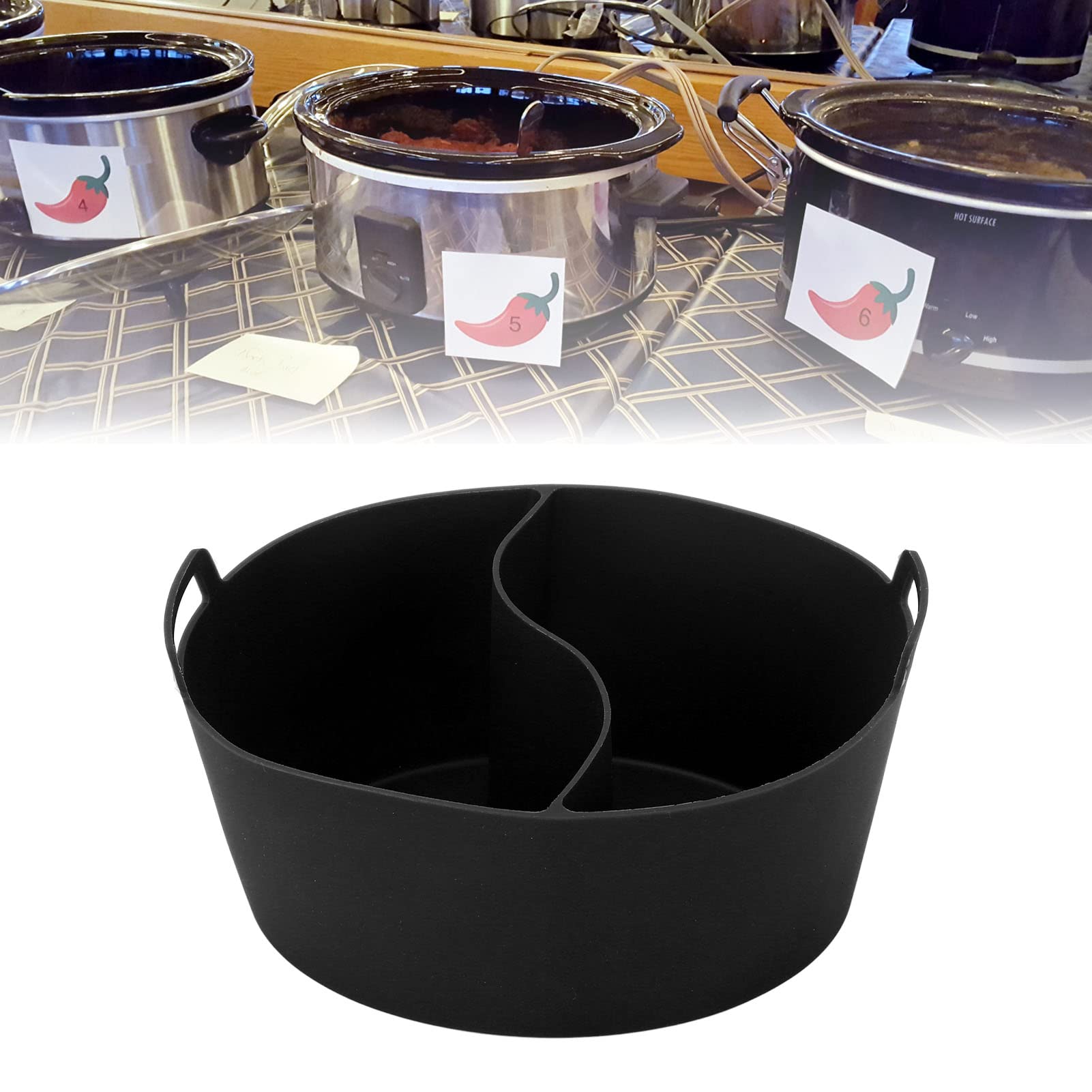 Revestimiento de Olla de Cocción Lenta, Silicona de Grado Alimenticio, Resistente a Fugas, Reutilizable, Resistente Al Calor, Revestimiento Divisor de Olla (Negro)