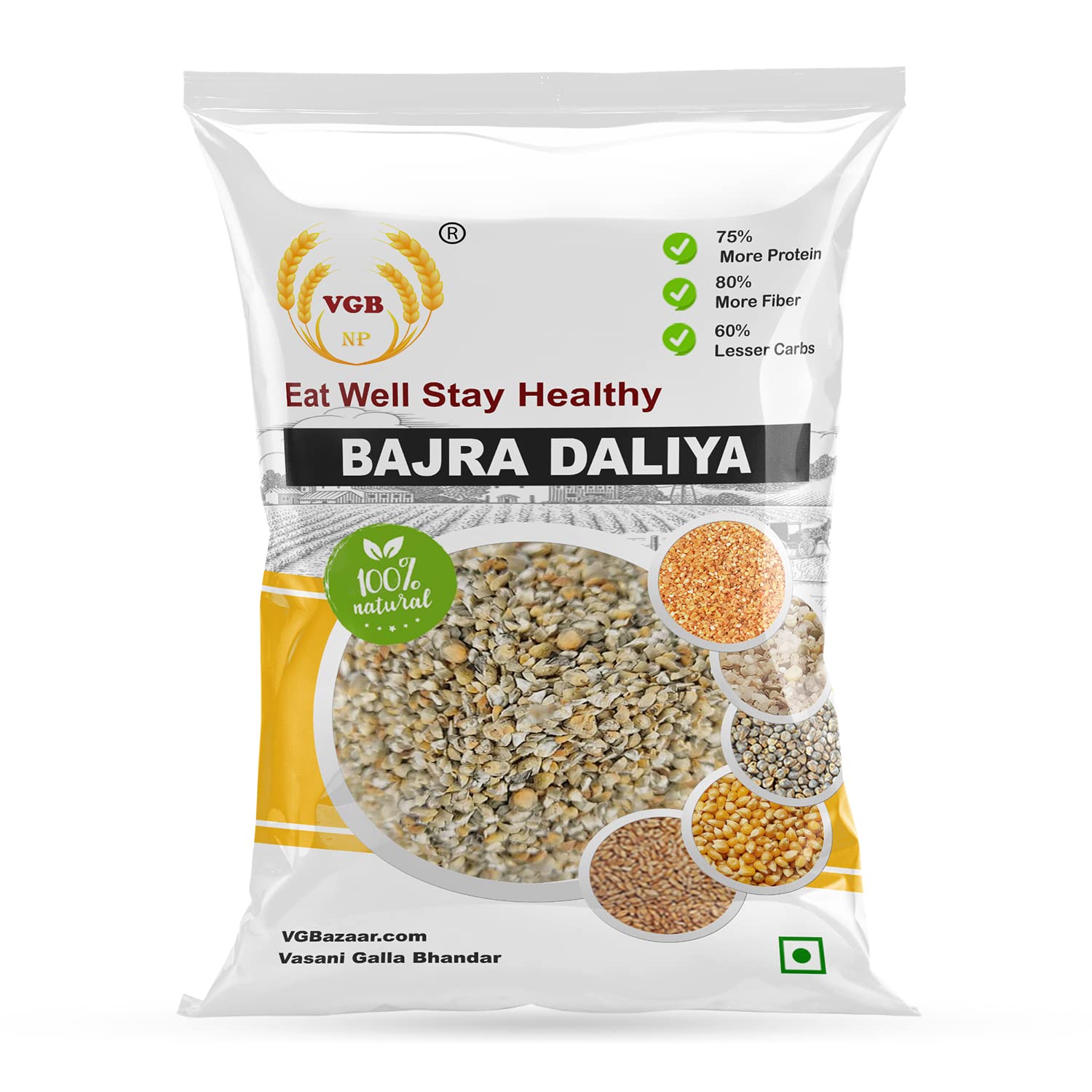 VGBNP 100% Natural & original Pearl millet Dalia (Bajri ka dalia) Pure Bajra Daliya, sajjalu Porridge (Nattu | Kambu | sajje) Healty Fibre Rich Daliya-500gm (B08RW8K1W4) Amazon Price History, Amazon Price Tracker