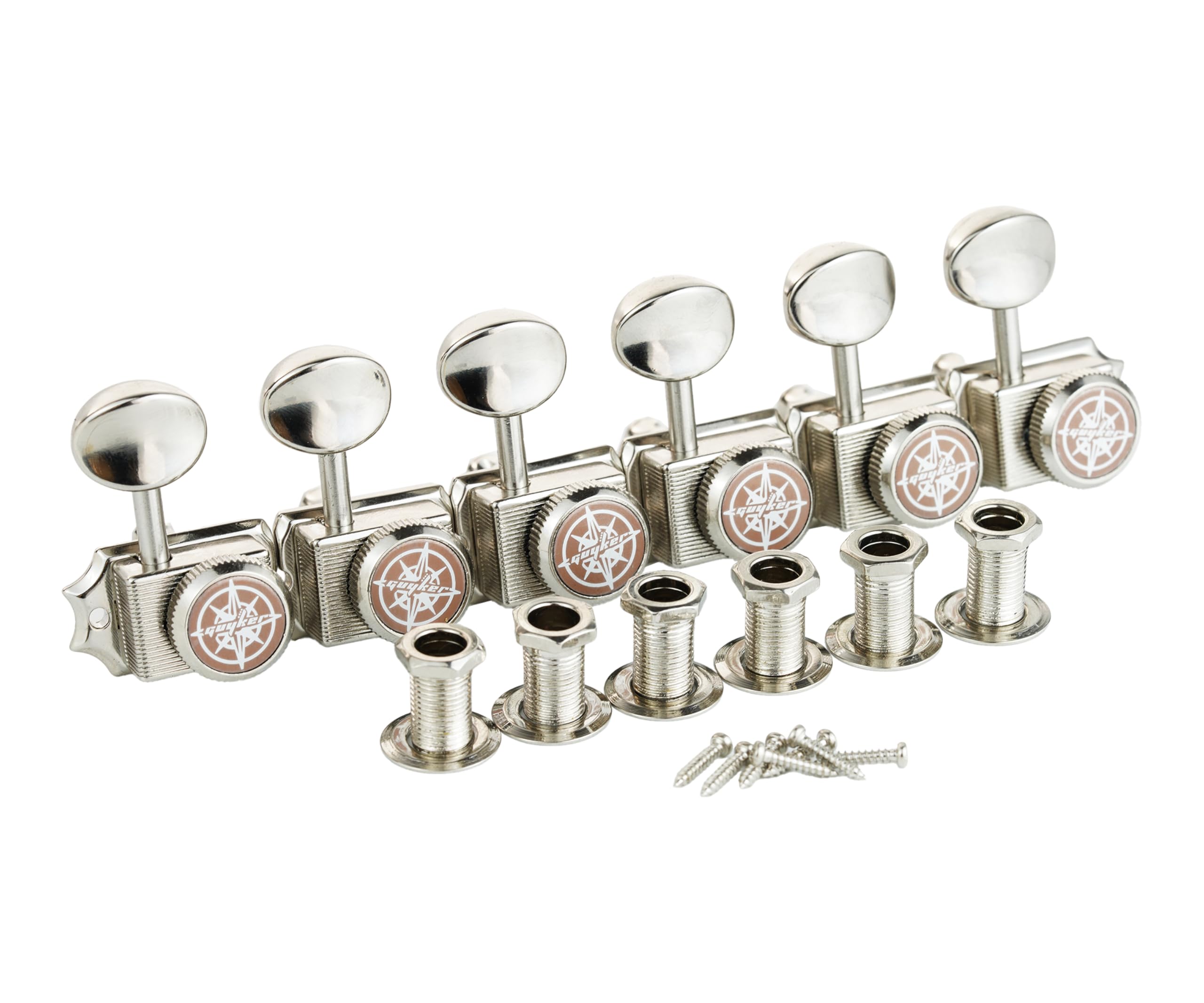 Guyker Afinadores de cuerda de bloqueo de guitarra vintage de 6 en línea – Clavijas de afinación de bloqueo, piezas de repuesto para guitarras eléctricas estilo ST TL – níquel