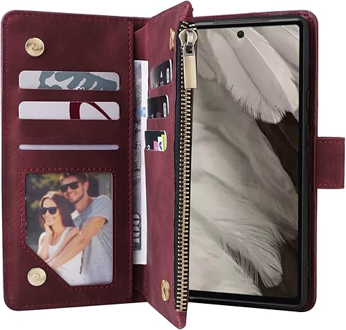 Miniatura 3 de LBYZCASE Funda para Google Pixel 7A 2023 con ranuras para tarjetas bloqueo RFID, funda duradera con función atril con cierre magnético, cierre