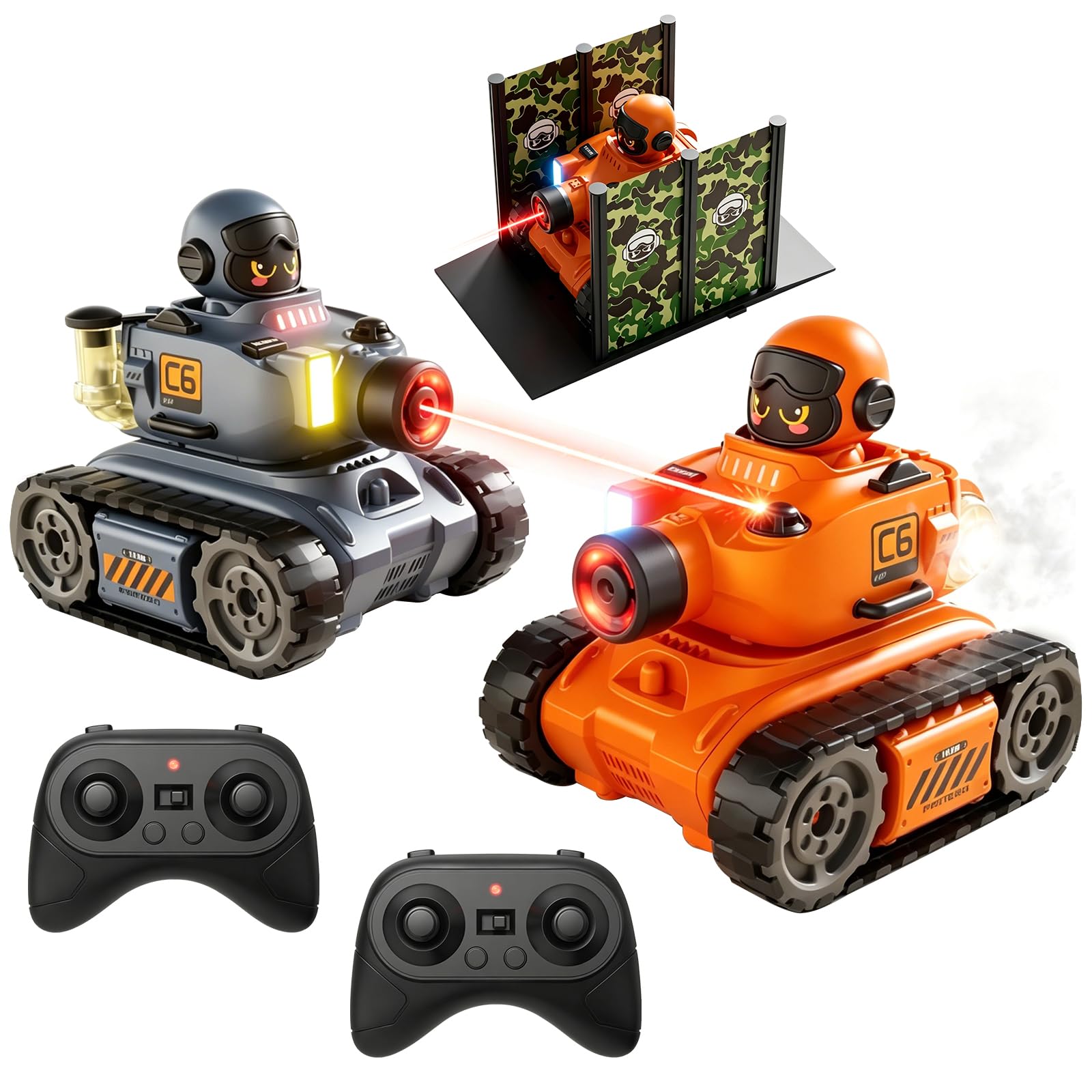 2 Piezas Teledirigido Tanque de Combate, RC Coche Panzer de Infrarrojo | 2.4 GHz RC Batalla Carro Cisterna con HP Station y Modo de Lucha en Equipo, Regalo de Cumpleaños para Niños Más de 6 Años
