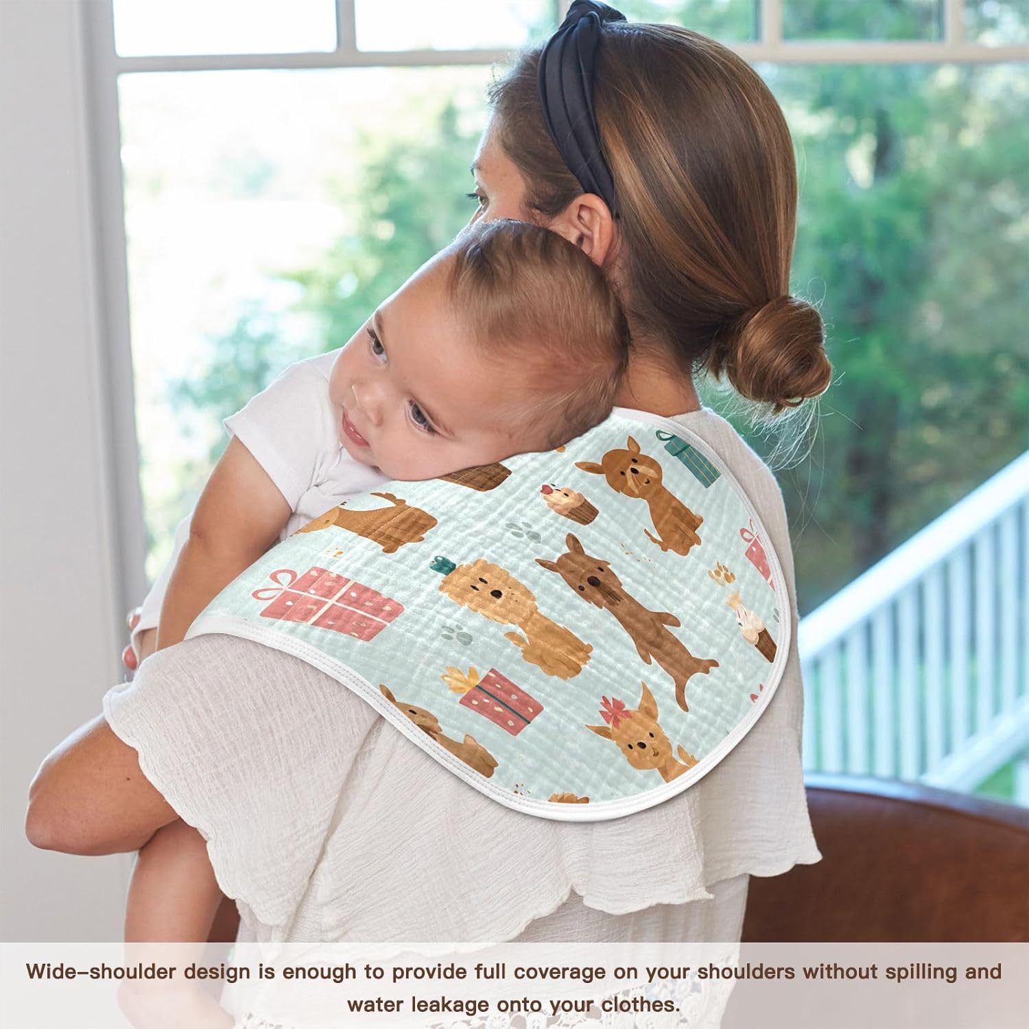 Cute Cartoon Birthday Pattern Baby Burp Cloths -4Pcs Soft Absorbent Muslin Washcloths Bibs Face Towel for Newborn Boys Girls 22 x 11 Inch