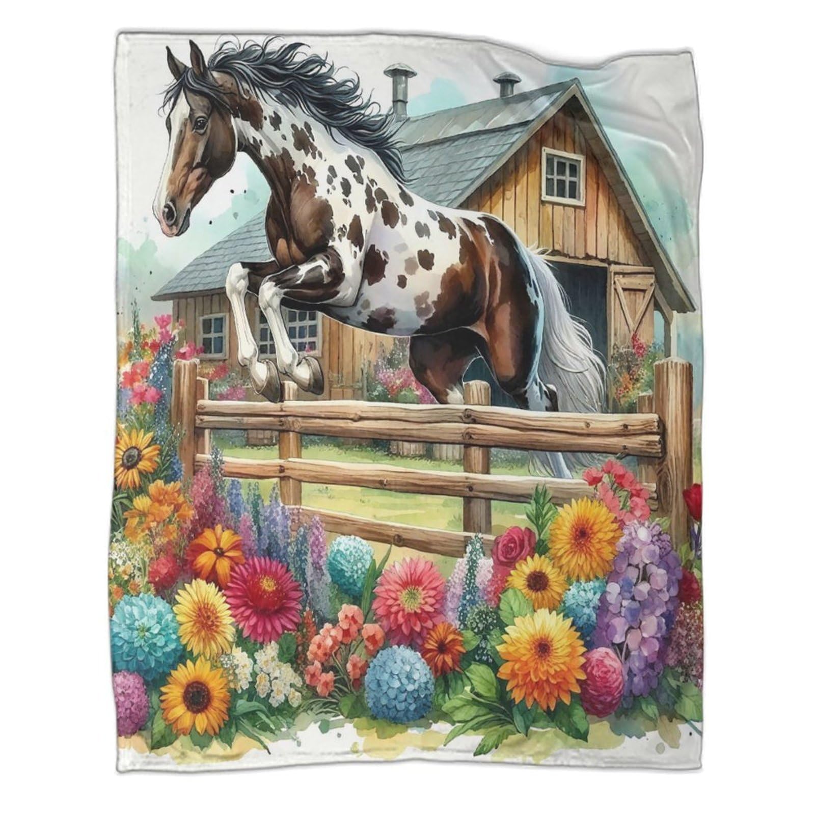 Couverture cheval 3D en flanelle pour soirées cocooning en famille
