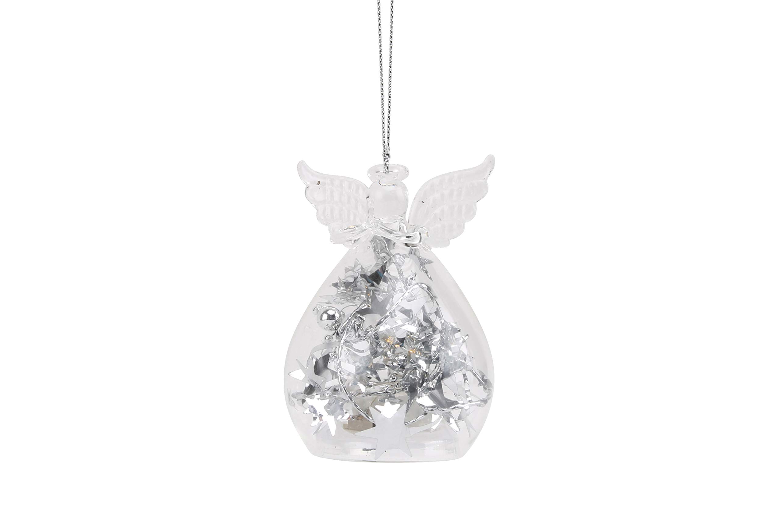 Cgb Giftware Silver Battery Light Up Christmas Angel Glass Ornament | | Glass Hanging Decoration | One Is Selected At Random | Gift Box | Gb00296