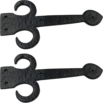 6 Victorian Ornate Steeple TIP Decorative Antique Style Old World Hinges Cast Wrought Iron Hammered Forged Vintage Look for cabinets, Garage, Kitchen Doors Black - DS118