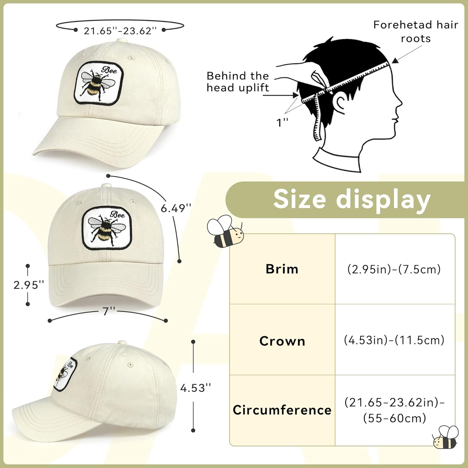 Embroidered bee Hats - Men Women Funny Baseball Cap - Trucker Cotton Gifts hat - Image 7