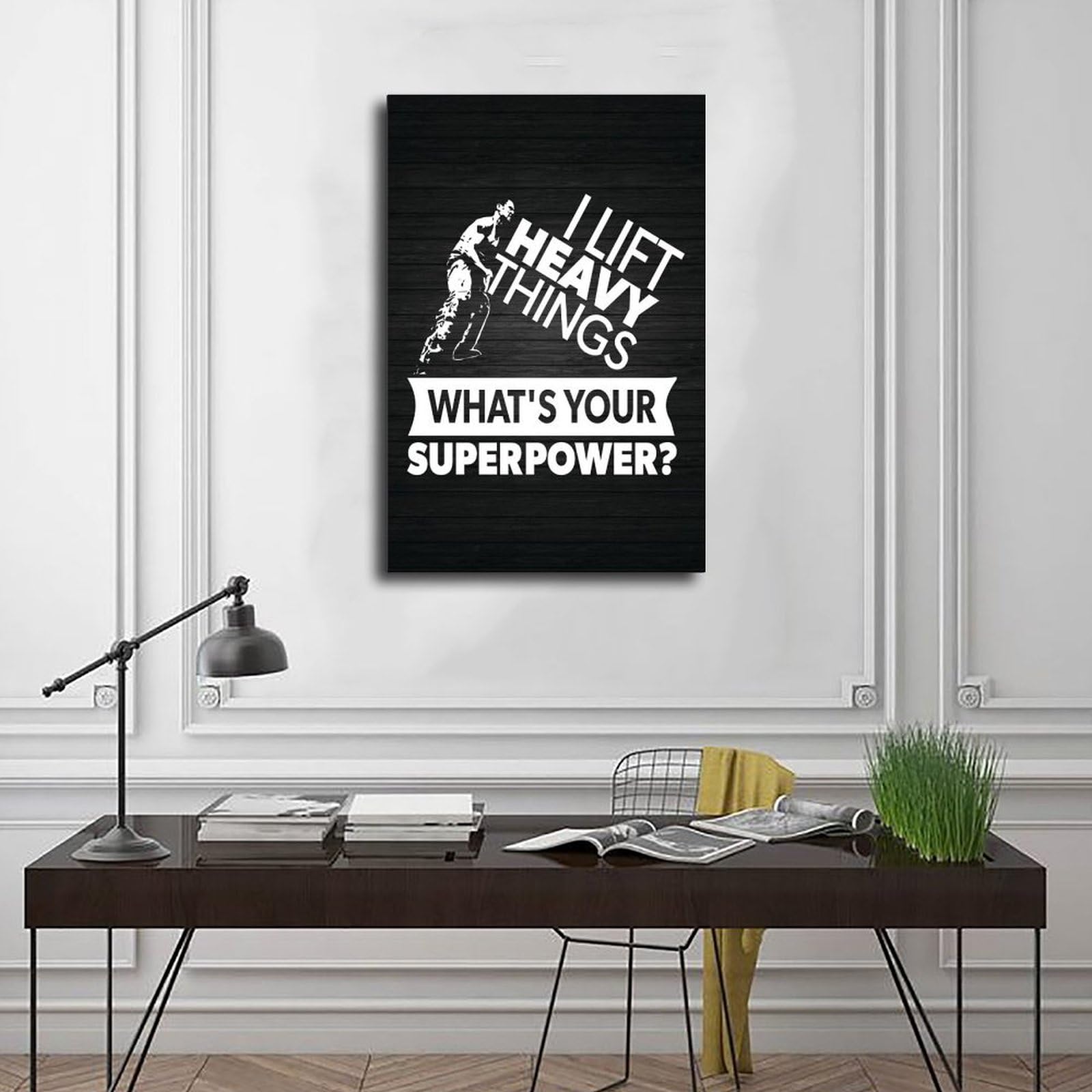 Lift Heavy Superpower - Póster motivacional para pared de gimnasio, sala de entrenamiento, palabras para decoración del hogar, lienzo positivo, 60 x 90 cm