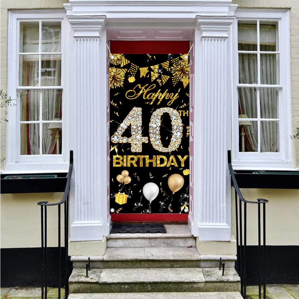 Cartello di benvenuto per compleanno blu navy e oro con foto, poster per il 40° compleanno personalizzato, tabellone di benvenuto per qualsiasi età, decorazioni per feste di compleanno - Italia