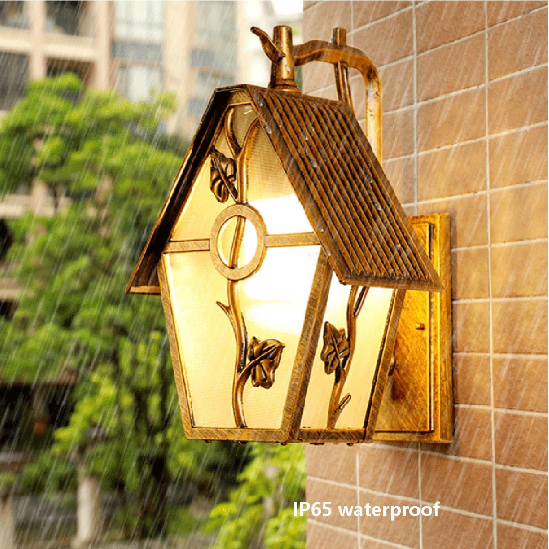 Apliques De Pared Para Exterior Máx 100W E27 Lámpara Exterior De Aluminio IP65 Resistente Al Agua De Cristal, Para Porche, Jardín, Patio, Balcón, Cochera Y Chalet. (Bronze)