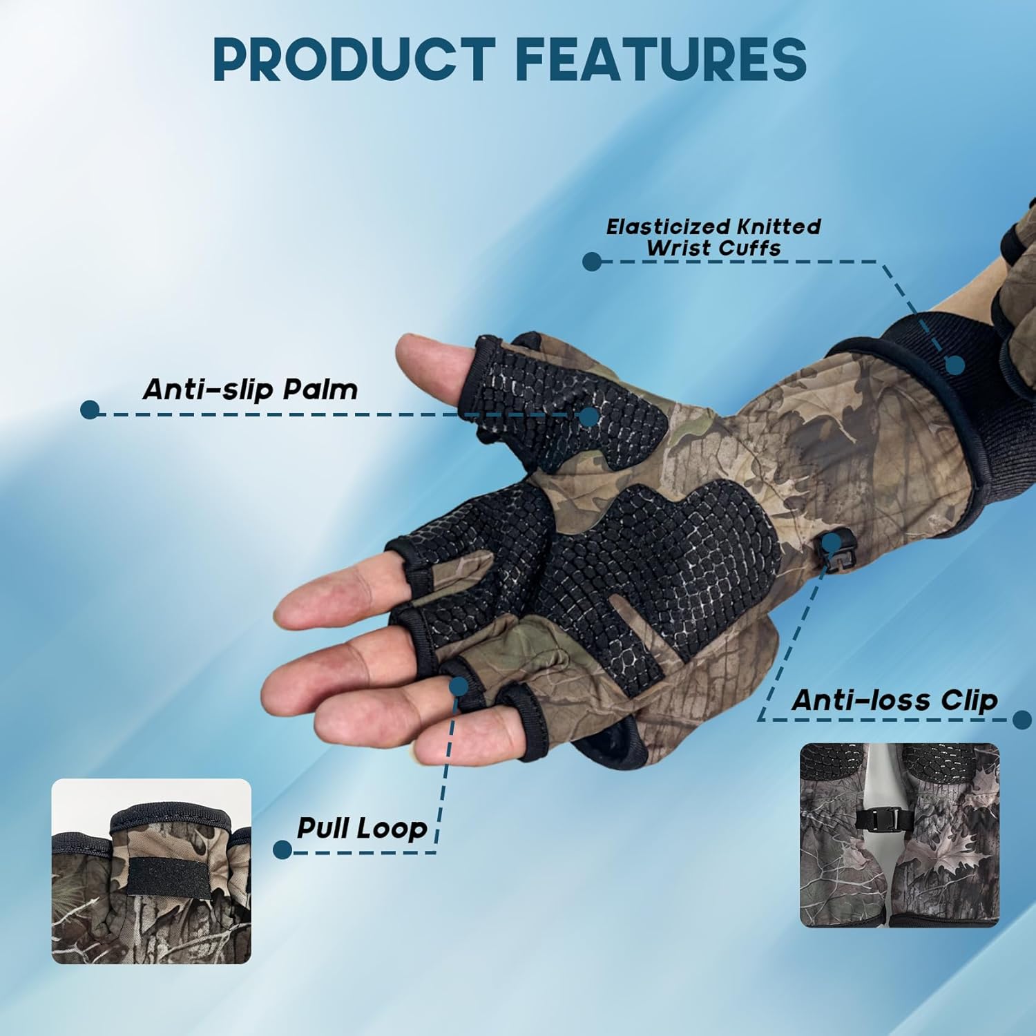 Riverruns Winter Fishing Gloves Convertible Mittens and Fingerless Gloves for Men Women, Ideal for Ice Fishing, Photography, Hunting, Outdoor Use - Image 3