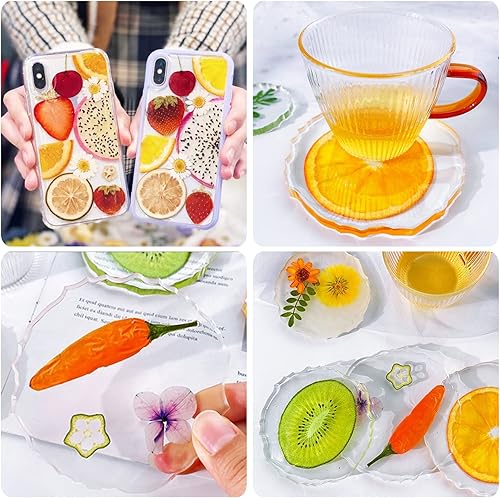 Miniatura 6 de Flores secas prensadas, frutas para moldes de resina, 75 piezas surtidas de frutas naturales reales, flores, hojas, pétalos para álbumes de