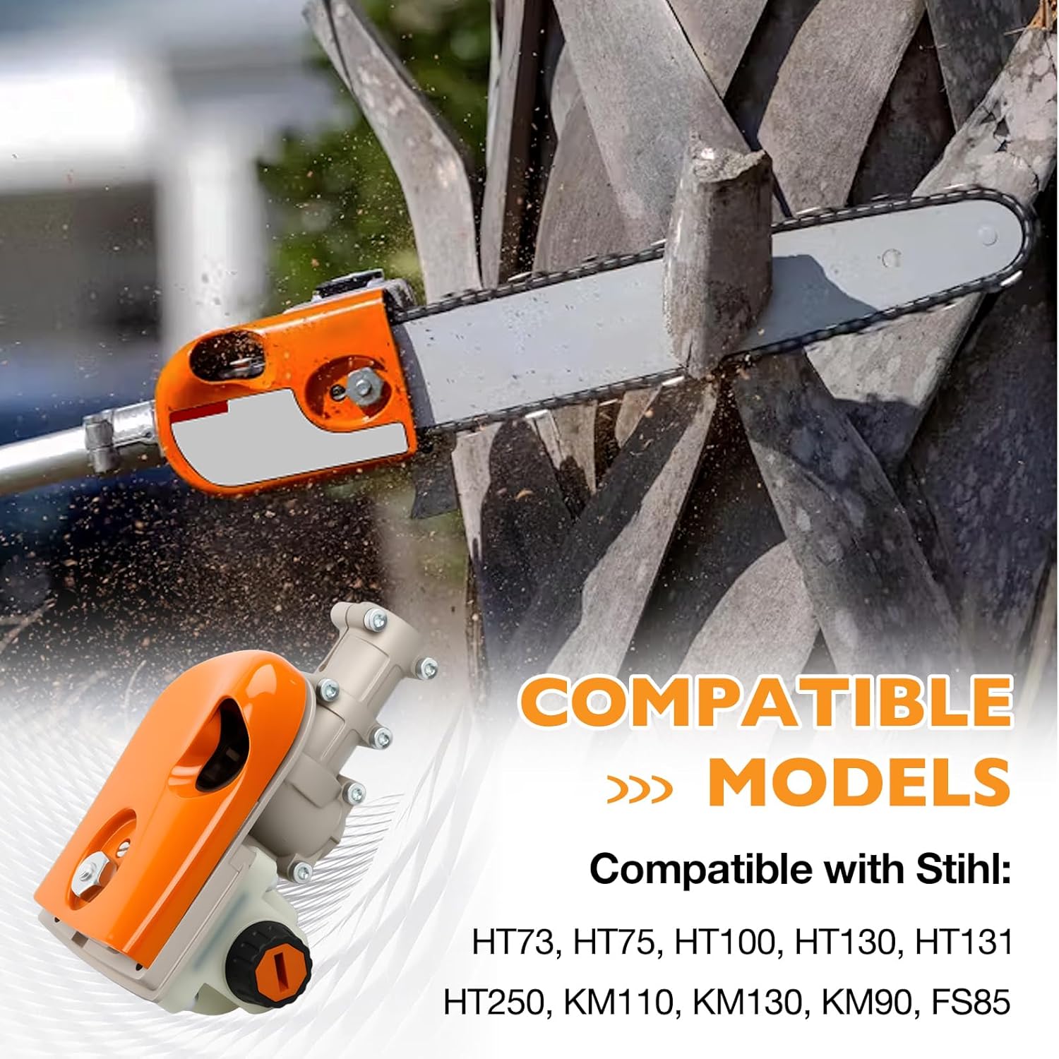 HQPASFY Gear Head Pole Saw Gearbox Compatible with Stihl HT73 75 100 130 131 250, KM90 110 130, FS85, WT Spur Sprocket 3/8-6T Pruner Pole Saw Tree Cutter Replace for 4182 200 0070, 4138 205 0008