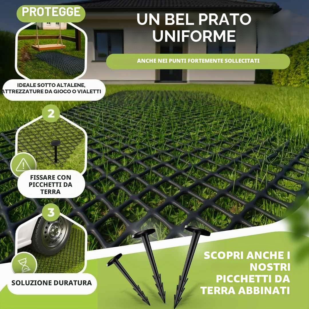 Florade Griglia di protezione per prato – Griglia in plastica trasportabile – Piastre in plastica alternativa – Griglie per prato – Favi per stabilizzare il terreno – Giardino e vialetto (10 metri)