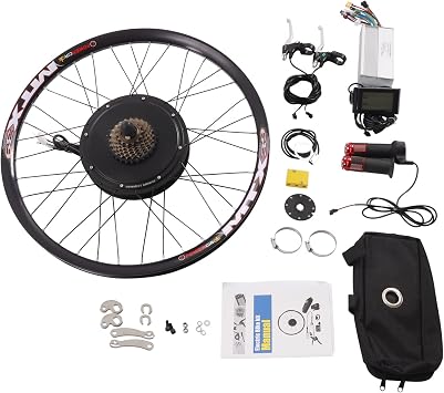 27.5Inch Rear Wheel Motor 72V 2000W E-Bike Conversion Kit with LCD Display Electric Bicycle Hub Motor Kit with 9-Speed Flywheel Controller Brake Lever