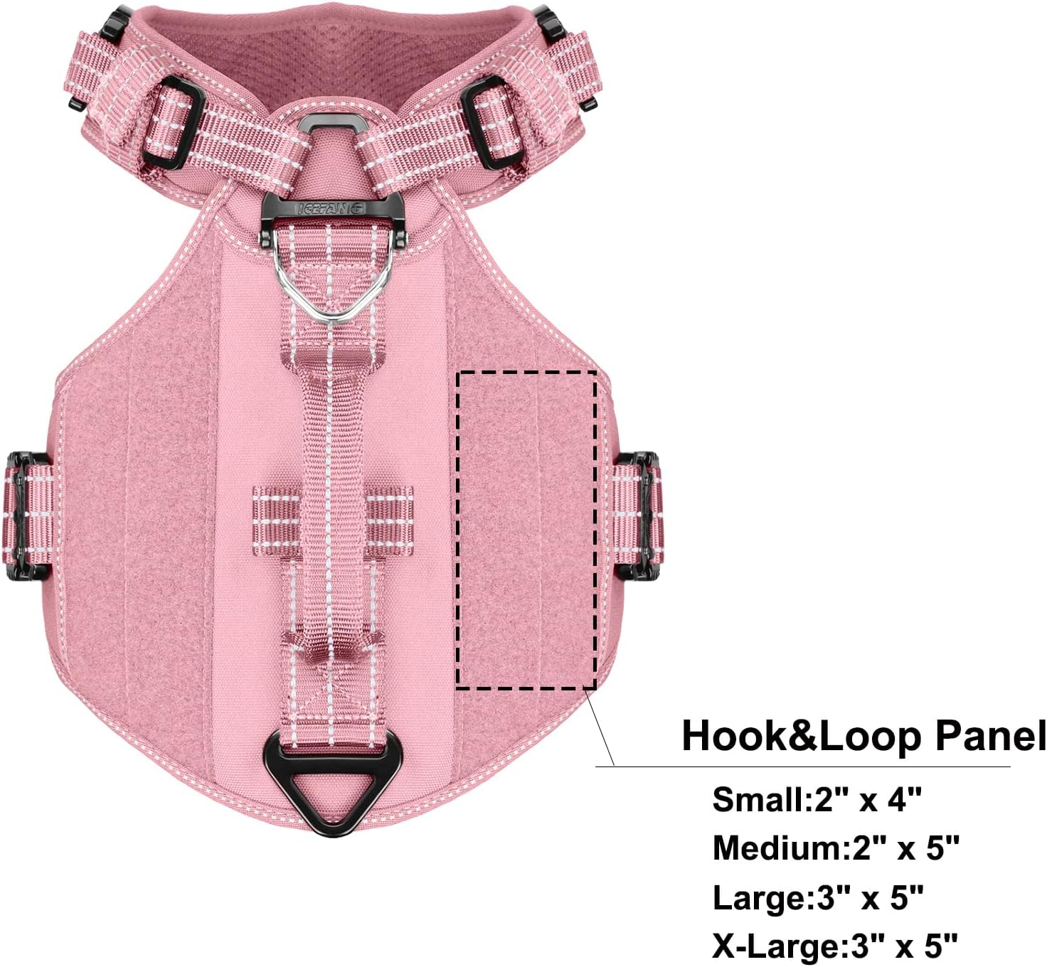 ICEFANG GN8 Tactical Dog Harness for Large Sized Dogs,Full Metal Buckles,Reflective in Training Walking K9 Dog Vest,No-Pull Front Leash Clip,Adjustable Pet Harness (Pink, L (Pack of 1))