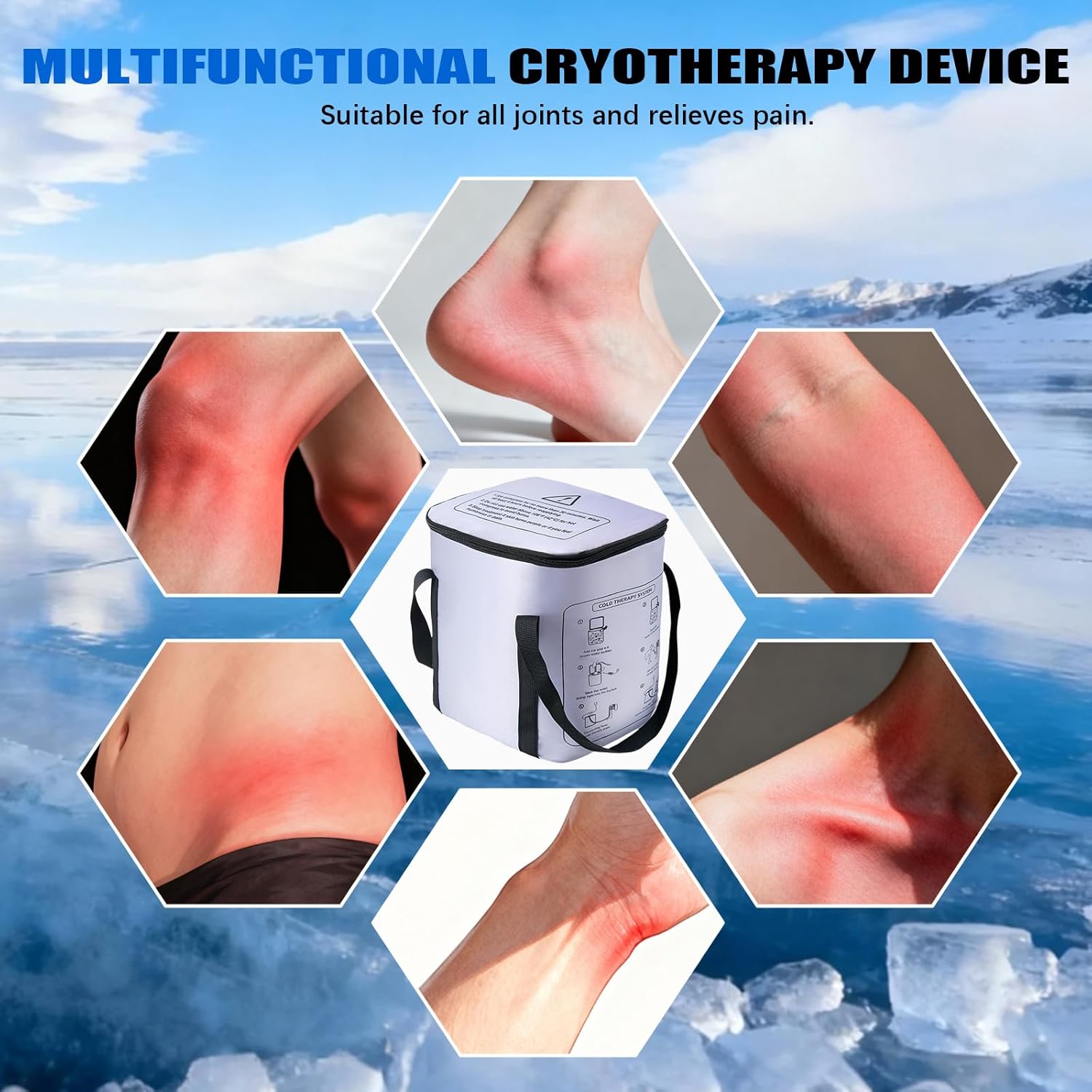 19 QT Ice Machine for Knee After Surgery with 6- Timer, 3 Speeds, Cold Therapy Machine for Knee Replacement, Cryotherapy Pain Relief w/Compression Pad for Shoulder, Hip and Ankle (Gray)