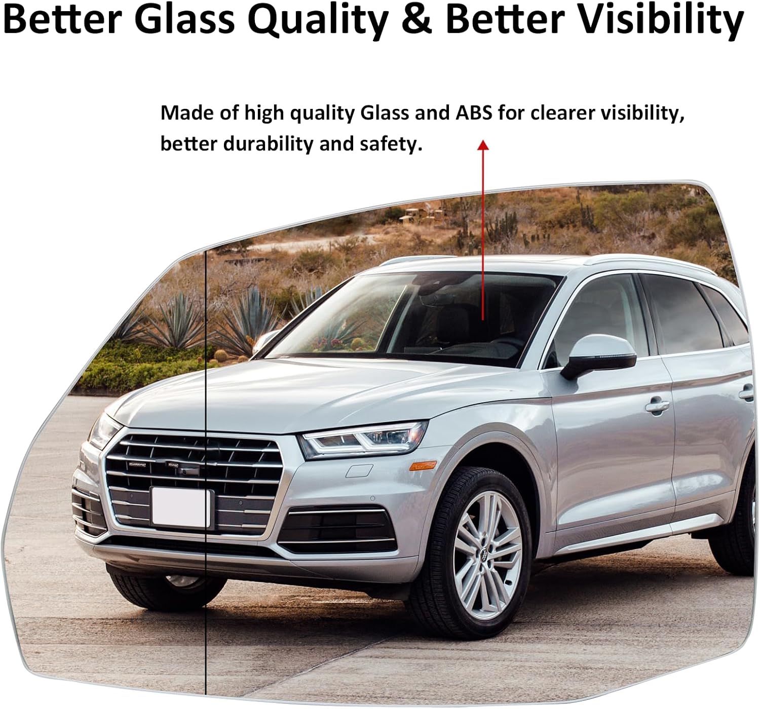 Driver Side Mirror Replacement for Audi Q5 2018 2019 2020 2021 2022 2023, Q7 2017 2018 2019 2020 2021 2022 2023 - Left Side Mirror Glass, Rear View Mirrors Glass with Power Heated
