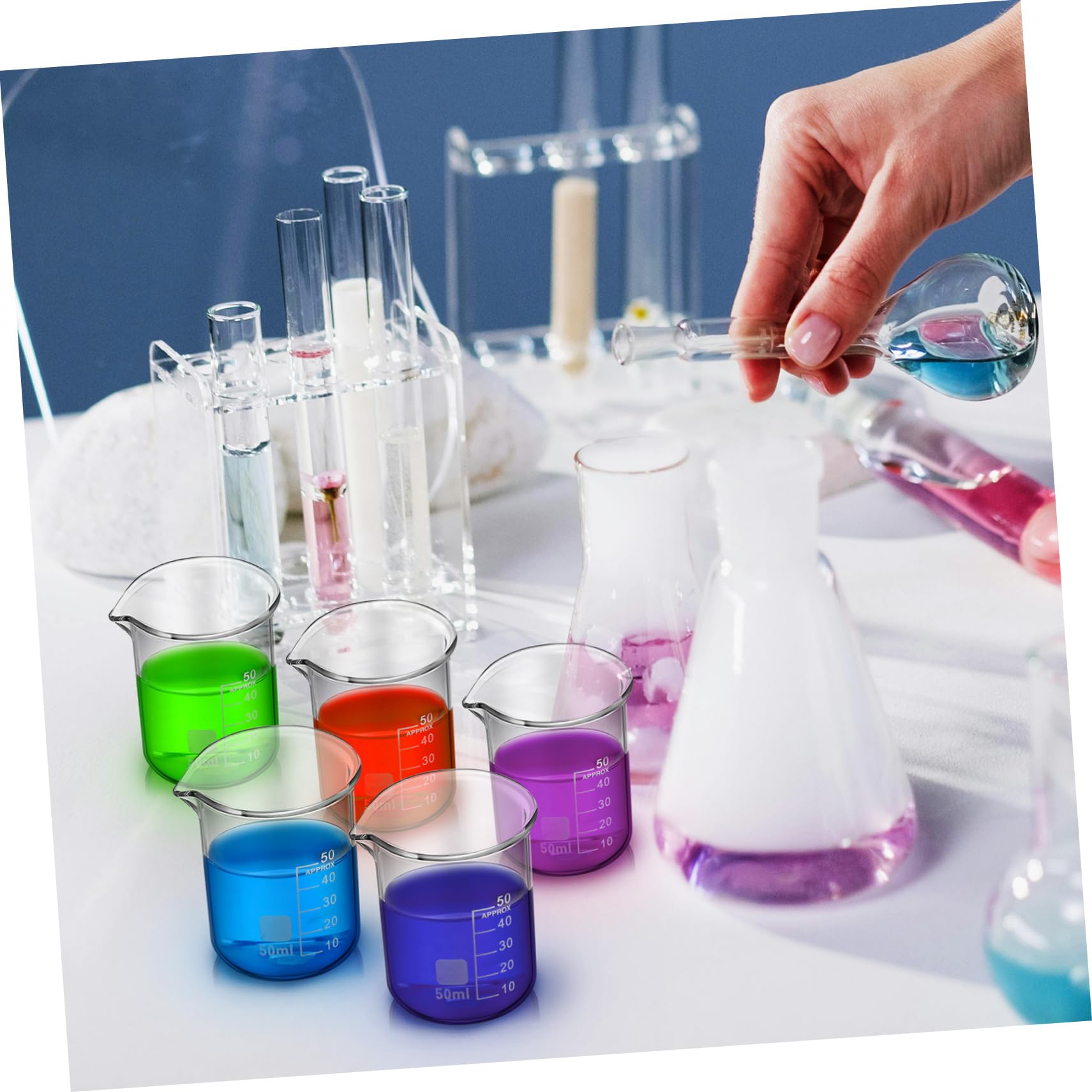 SOLUSTRE 20pezzi Vetreria Da Laboratorio Beccuccio Cilindri Graduati Trasparenti Misurini Per Becher Di Precisione Becher in Vetro Resistenti Al Calore
