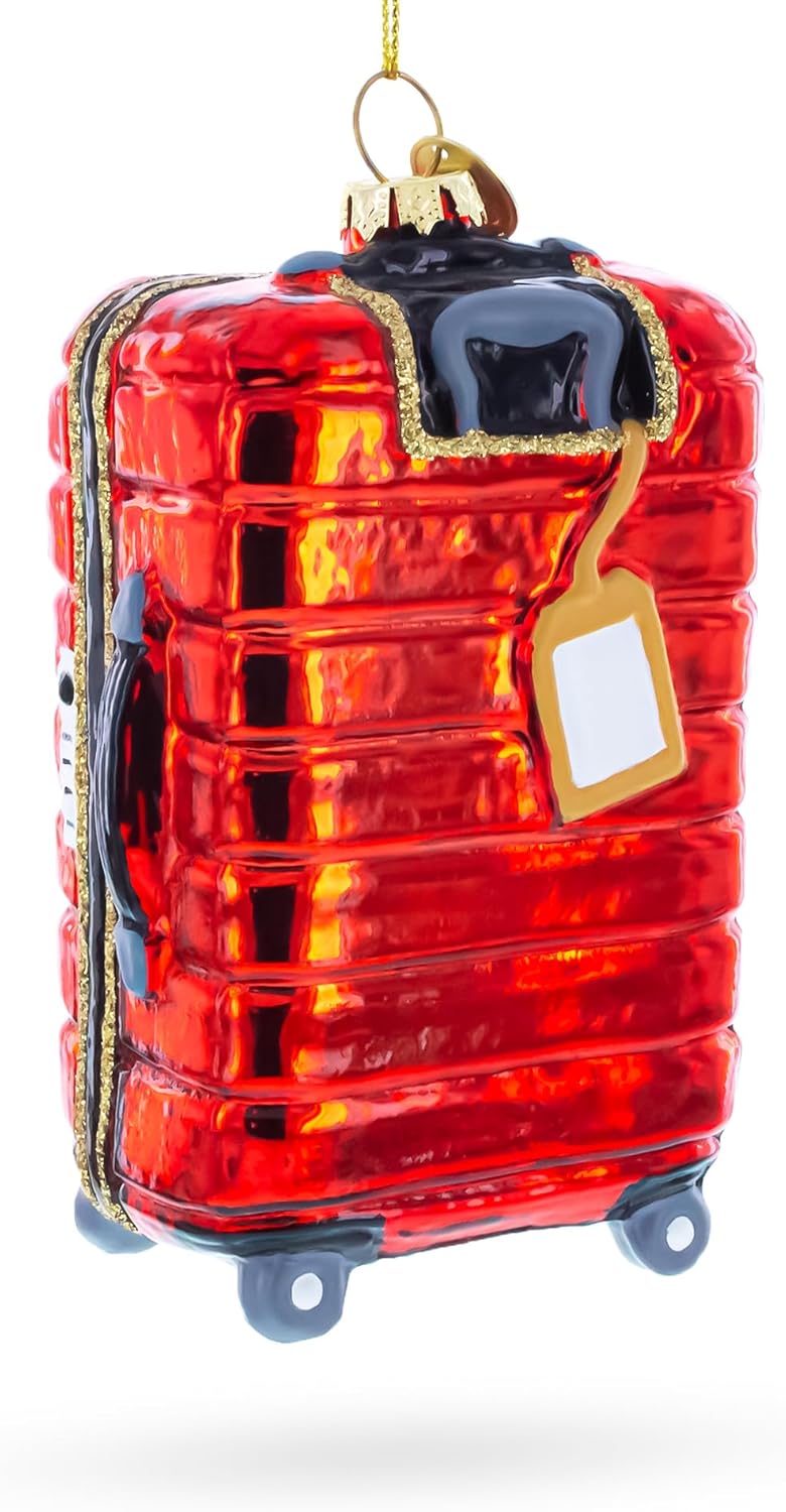 Paris Landmarks Suitcase Blown Glass Christmas Ornament - Image 2