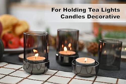 Miniatura 2 de Portavelas Tealight - Portavelas de té negro, de cristal cilíndrico para velas de té estándar, mesa de fiesta de cumpleaños, decoración