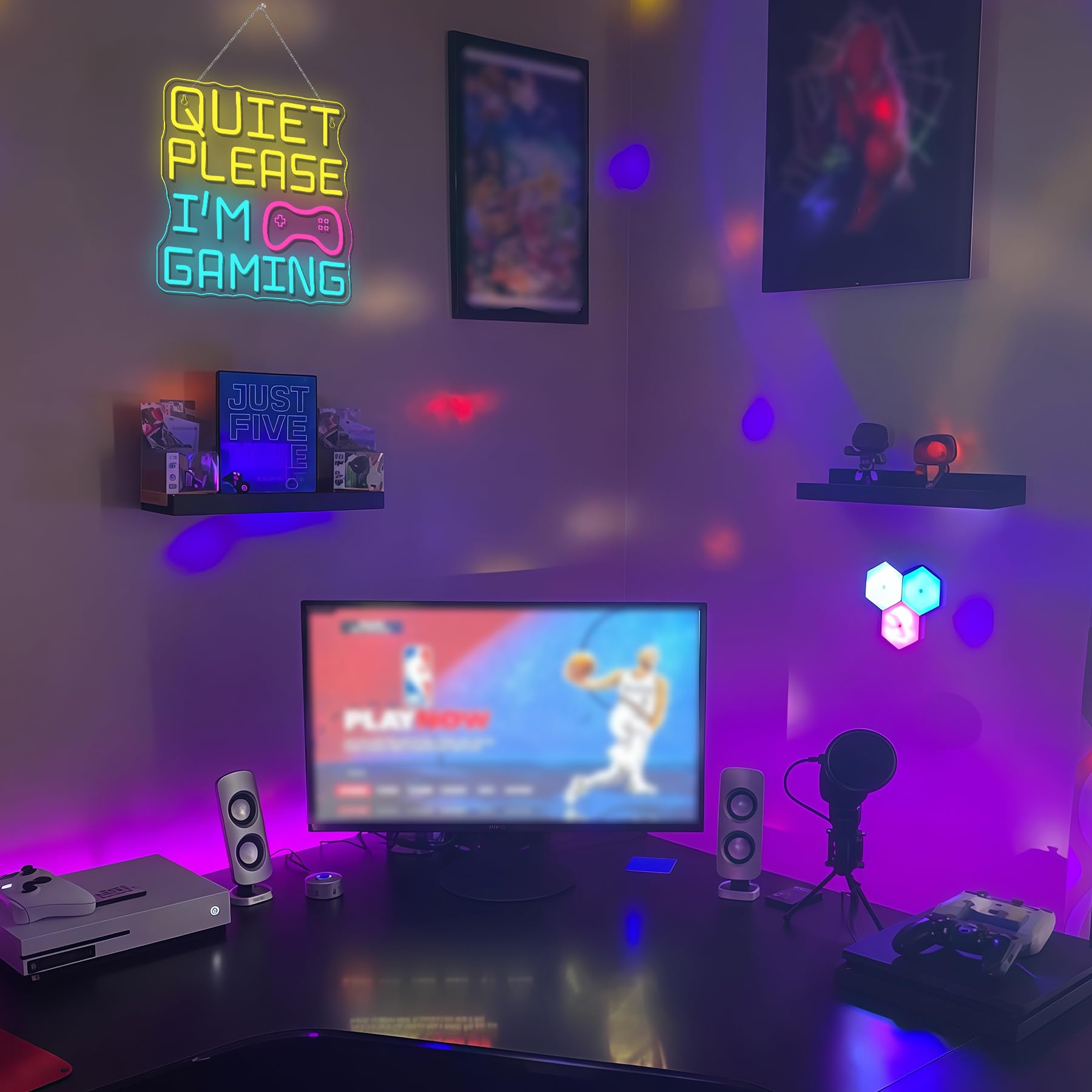 VYXIN Quiet Please I'm Gaming Neon Light Sign,Game Neon Sign,Gaming Led Signs Suitable For Decorating Places Such As Playroom,Game Room,Bedroom,Manhole,Family Room,Gift - Image 3