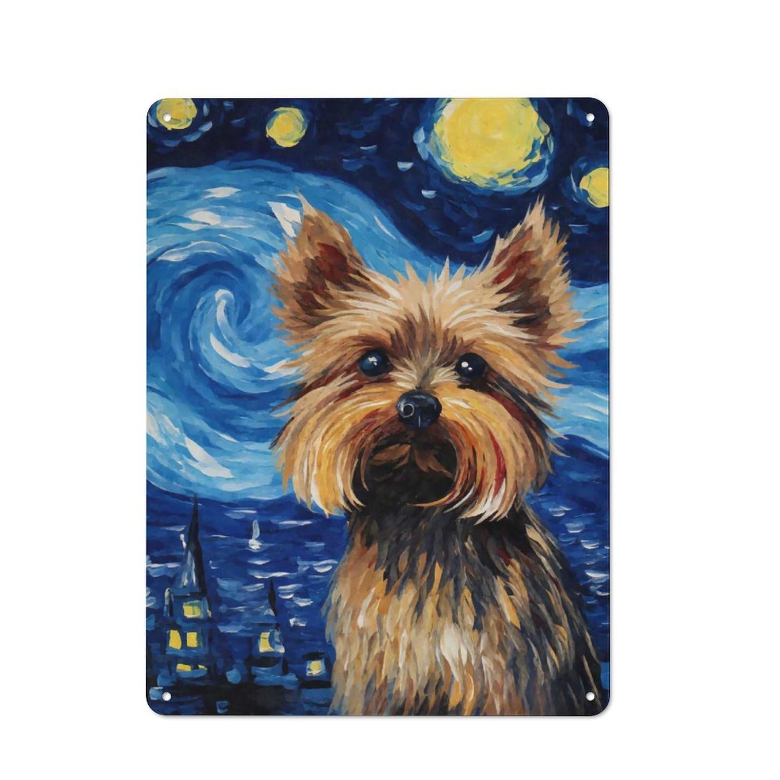 Creative Yorkshire Terrier Starry Office Metal Sign 40x30cm, Study Room Decor for Workspace, Cafe, Shop Or Desk Area