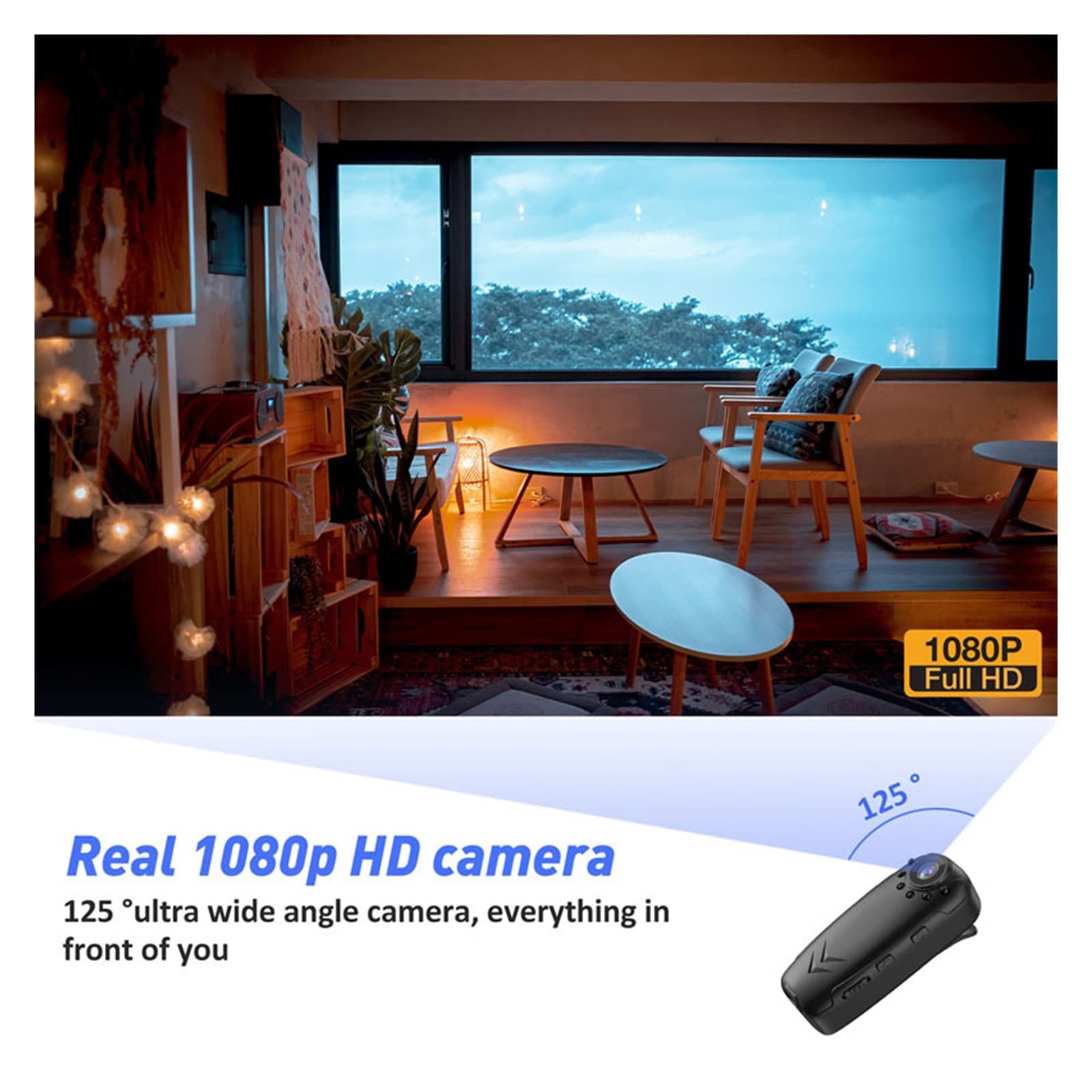 Action Cam, Registratore video 1080P for applicazione della legge con mini videocamera Videocamera portatile professionale for riunioni con videocamere a lunga durata della batteria ,All'aperto, Sport