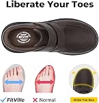 FitVille Chaussures de marche homme extra large Robe large Sneakers Crochet et boucle confortable chaussures en cuir pour hommes Orthopédie Diabétique chaussures pour Edema et les pieds de loup