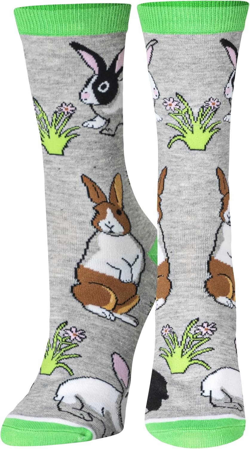 Crazy Socks – Bunny Print Crew Socks - Cute Animal Novelty Socks - Size for Men, Women & Kids - Cozy Daily Wear with a Fun Twist- Perfect Cool Sock for Animal Lovers & Rabbit Owners