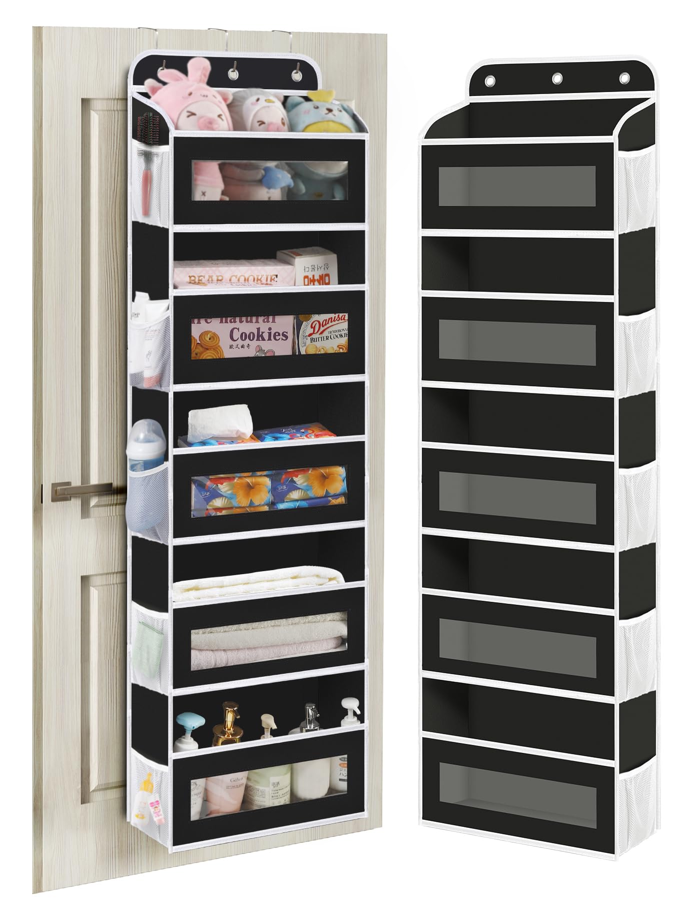 KYEVIS Over The Door Organizer, 5 Shelves Closet Door Hanging Organizer with 10 Mesh Pockets, Nursery Closet Organizers, Baby Essentials, Dorm Room