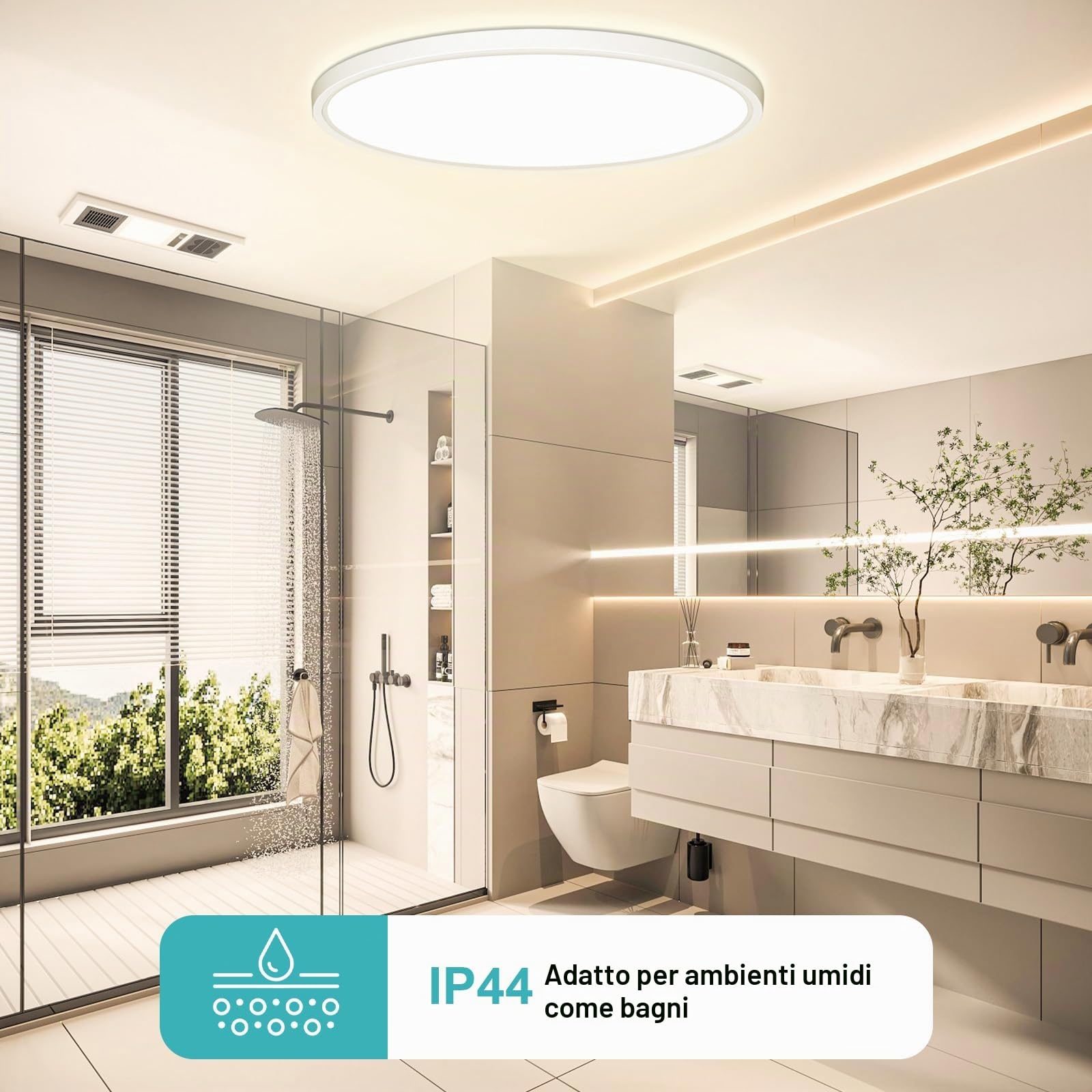Ø40cm Plafoniera LED da Soffitto, 4000LM Lampade da Soffitto 36W Ultra-Sottile Lampadario Moderni Rotonda Plafoniere per Soggiorno IP44 Impermeabile Plafon per Bagno, Cucina, Camera da Letto
