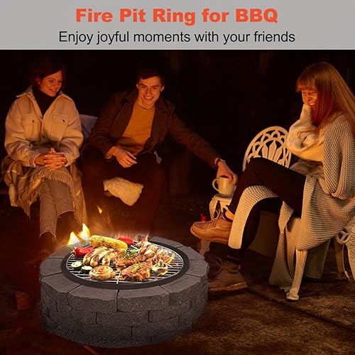 Miniatura 5 de Koutemie Revestimiento de anillo para hoguera para exteriores, 35 pulgadas de diámetro interior31 pulgadas de diámetro interior, inserto de borde