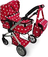Vista 7 de Cochecito de Bebé Convertible Combinado para Muñecas para Niñas de 3 Años en Adelante Cochecito de Juguete para Muñecas Bebé, Moisés Plegable