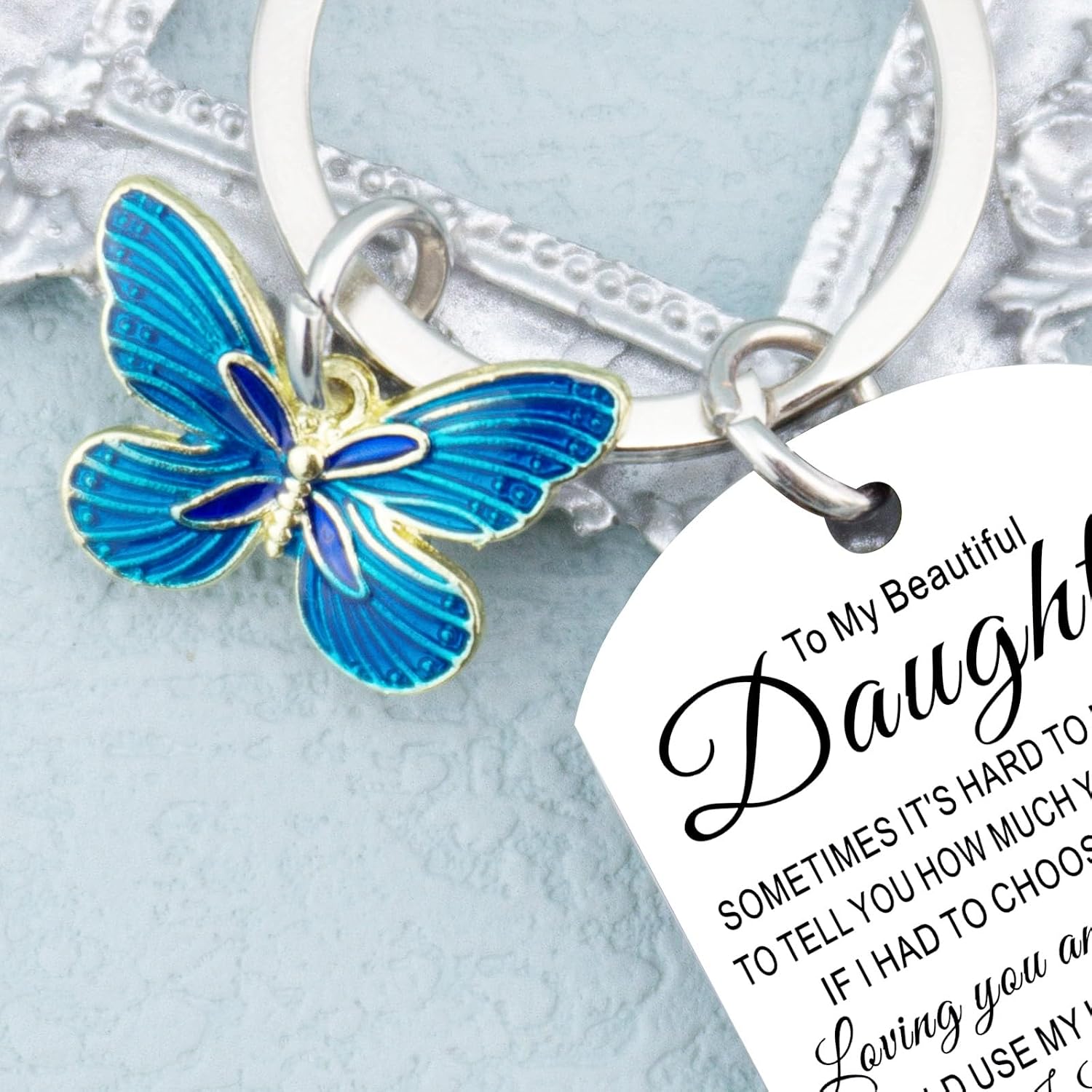 To My Daughter Keychain Inspirational Daughter Gifts from Mom Daughters Birthday Gift Ideas Mothers Day Valentines Day Graduation Gifts for Daughters Christmas Stocking Stuffer