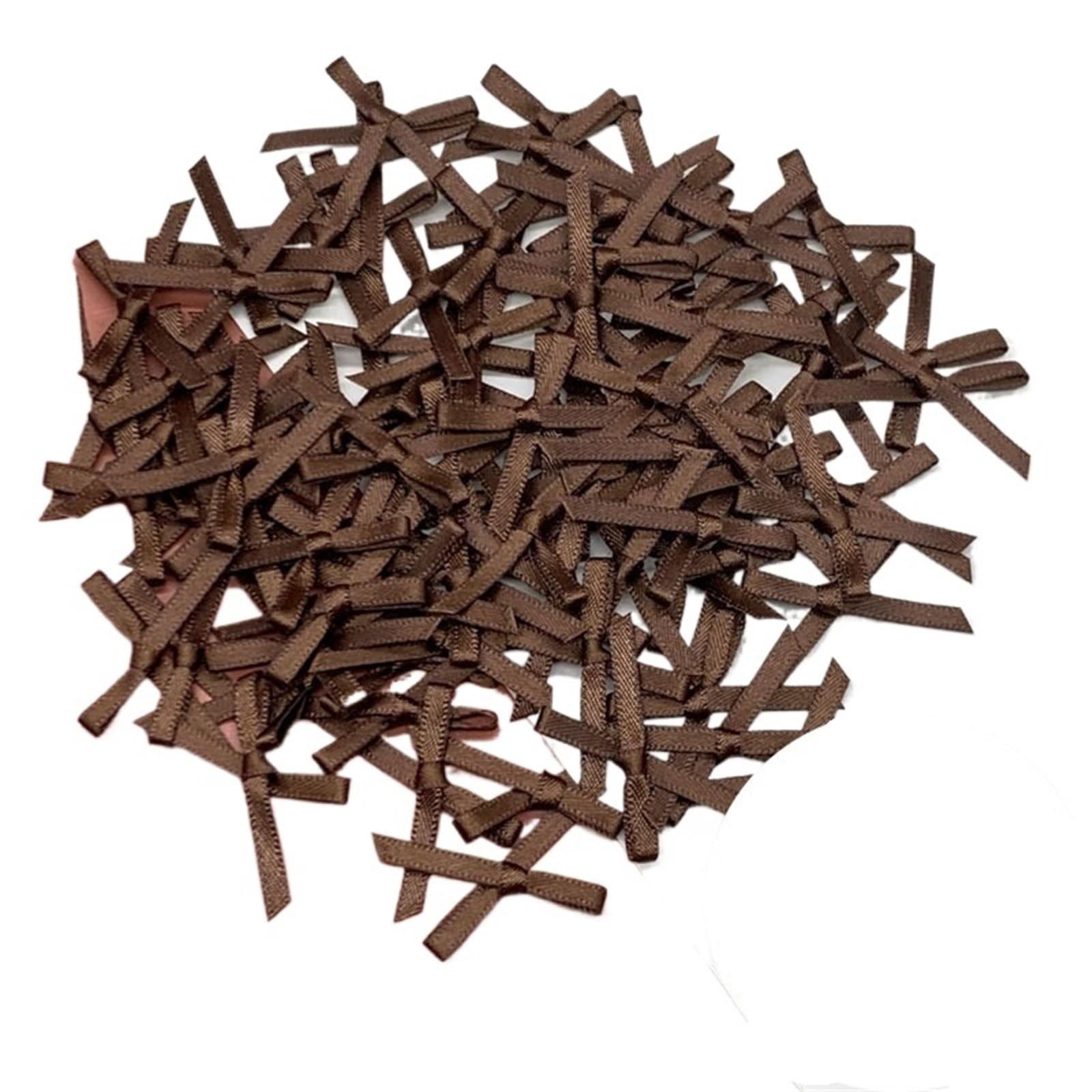 UJEDFHV Mini Bow Mini Satin Ribbon Bows Bow For Crafts Flower DIY for DIY Crafts(22brown,100Pcs)