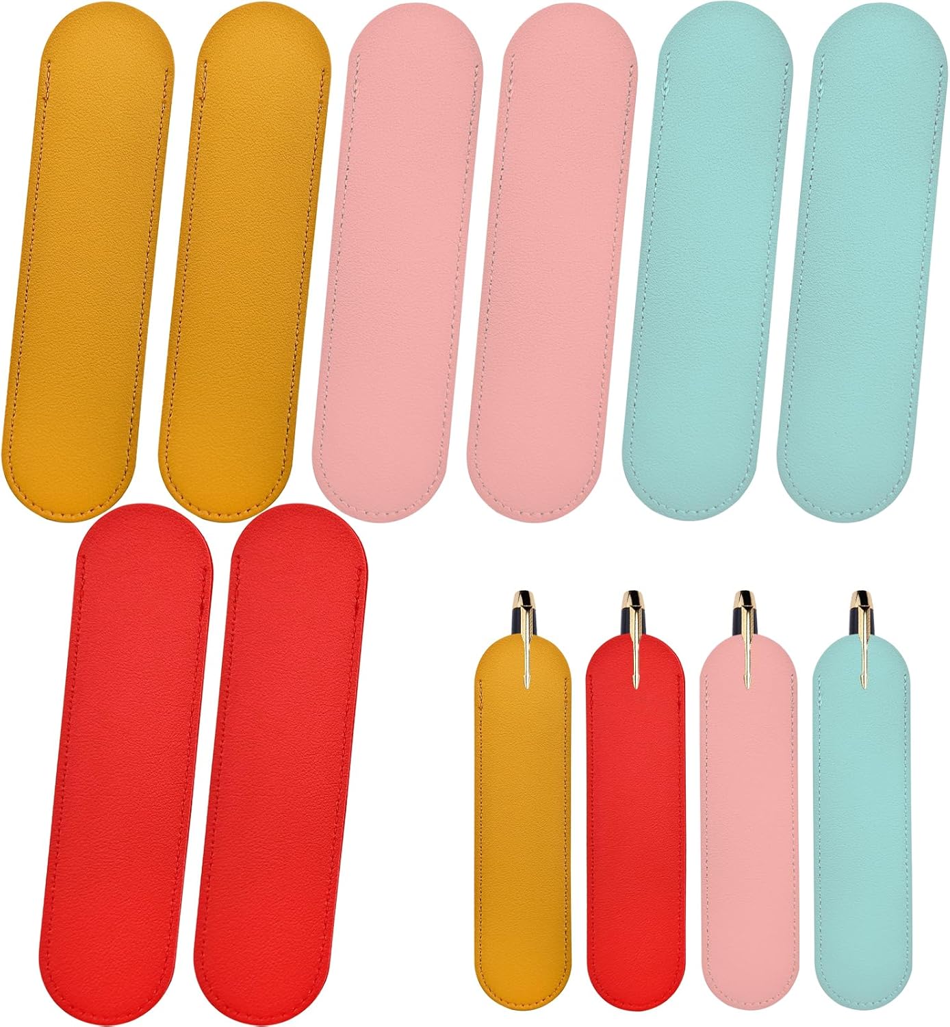 8 PACK PU Leather Pencil Case Bag, Vintage Handmade