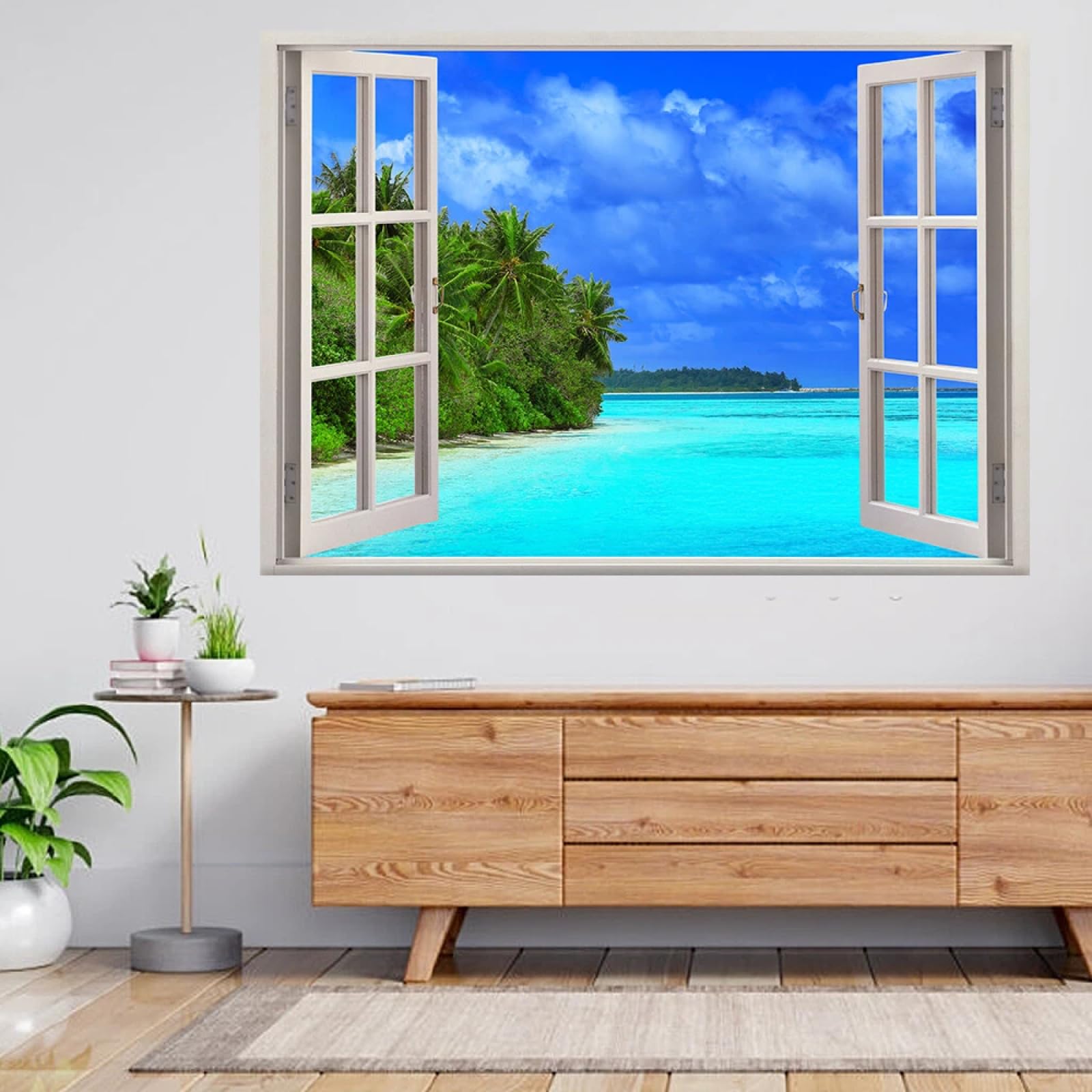 Vinilos Decorativos 3D Rotos Vista A La Playa Tatuaje de pared vinilo extraíble decoración del hogar Calcomanías impermeables para Guardería Habitación Decoración de pared 70x122cm