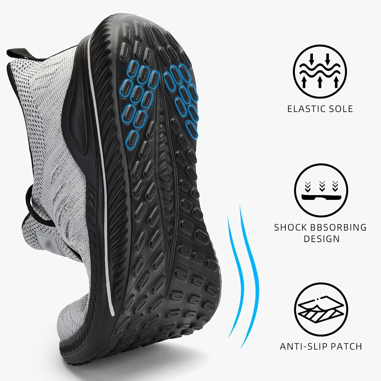 Akk Mens Wide Sneakers - Slip On Memory Foam Walking Shoes Breathable Non Slip Tennis Running Shoe Ultra Lightweight Comfortable Workout Gym Jogging and Casual Sports - Image 6