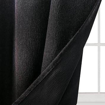 GLORY RUGS Window Panel with Attached Valance Curtain Bedroom Living Room Dining 42X84 Black