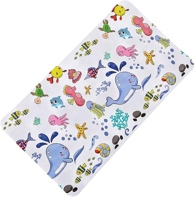 Non Slip Bath Mats for Tub - Baby Bath Mat - Bath Mat Non Slip Kids Non Slip Bath Mats For Inside Bath Shower Mats With Threaded Surface, Suction Cup, Drain Holes, Machine Washable 40 X 70 CM