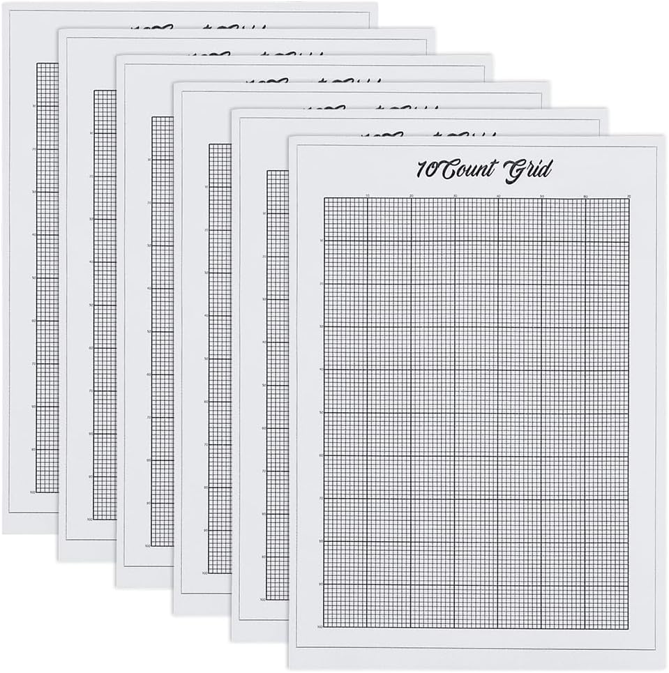 FREEBLOSS 6 Sheets 10CT Water Soluble Cross Stitch Graph Paper Dissolvable Embroidery Transfer Paper wash Away Cross Stitch Blanks for Clothing Embroidery Repair, 8.3x11.7"