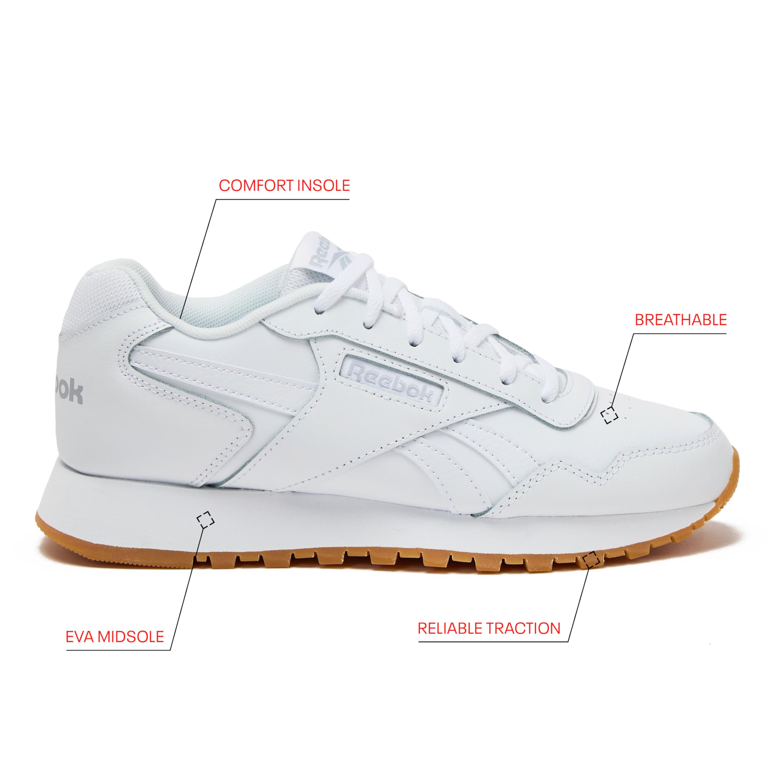 Reebok Womens Glide Sneakers for Women