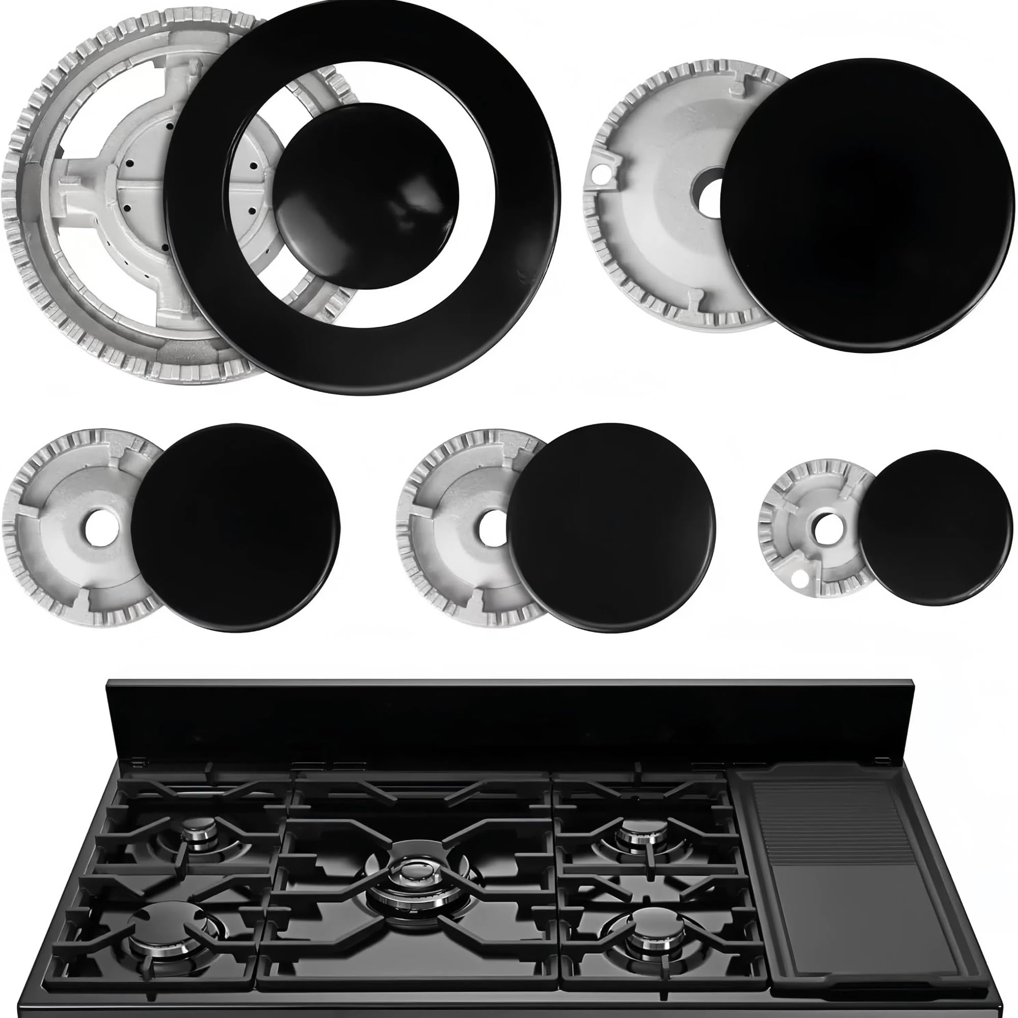 Photo 1 of Vexillaris SABAF Gas Stove Burner and Cap Set (5-Piece)