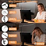Desk Lamp with Clamp, Eye-Caring Desk Light with 50 Lighting Modes, Wide Double Head, Adjustable Architect Light Flexible Neck, Table lamp for Home Office, Computer, Craft(Includes Adapter)